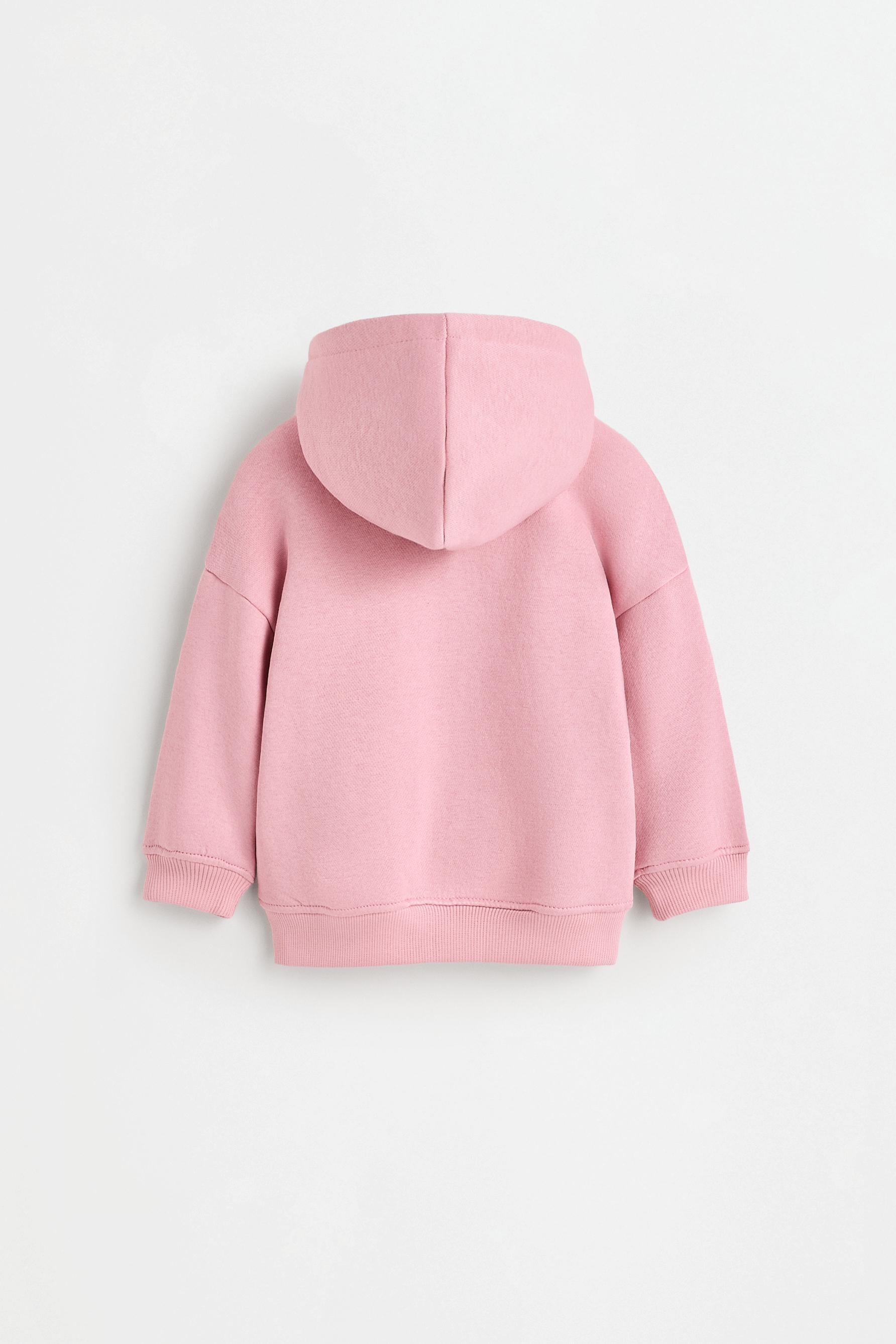 Zip-up sweatshirt with raised lettering — PINK