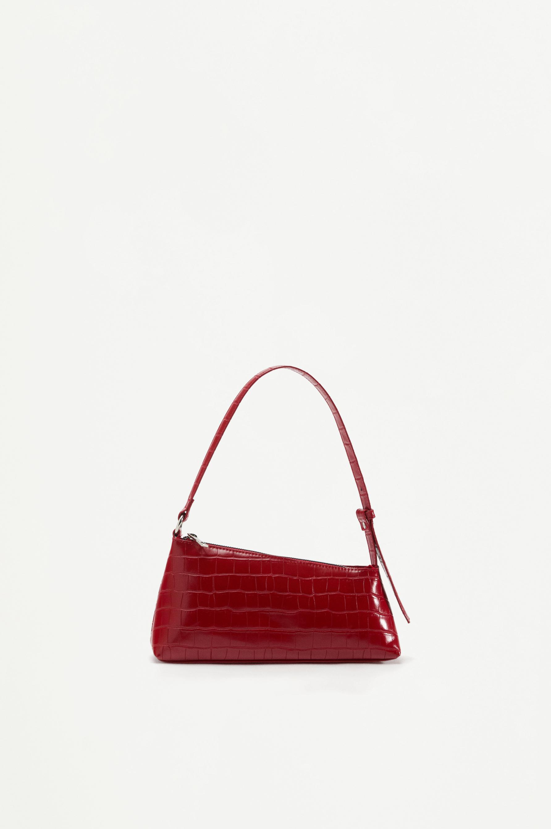 Crocodile-effect shoulder bag — RED