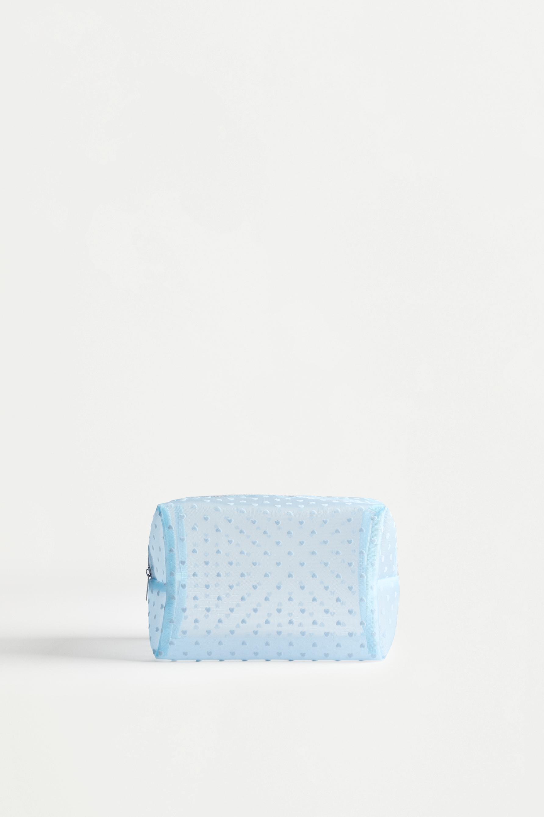 Large heart print toiletry bag — DEEP BLUE