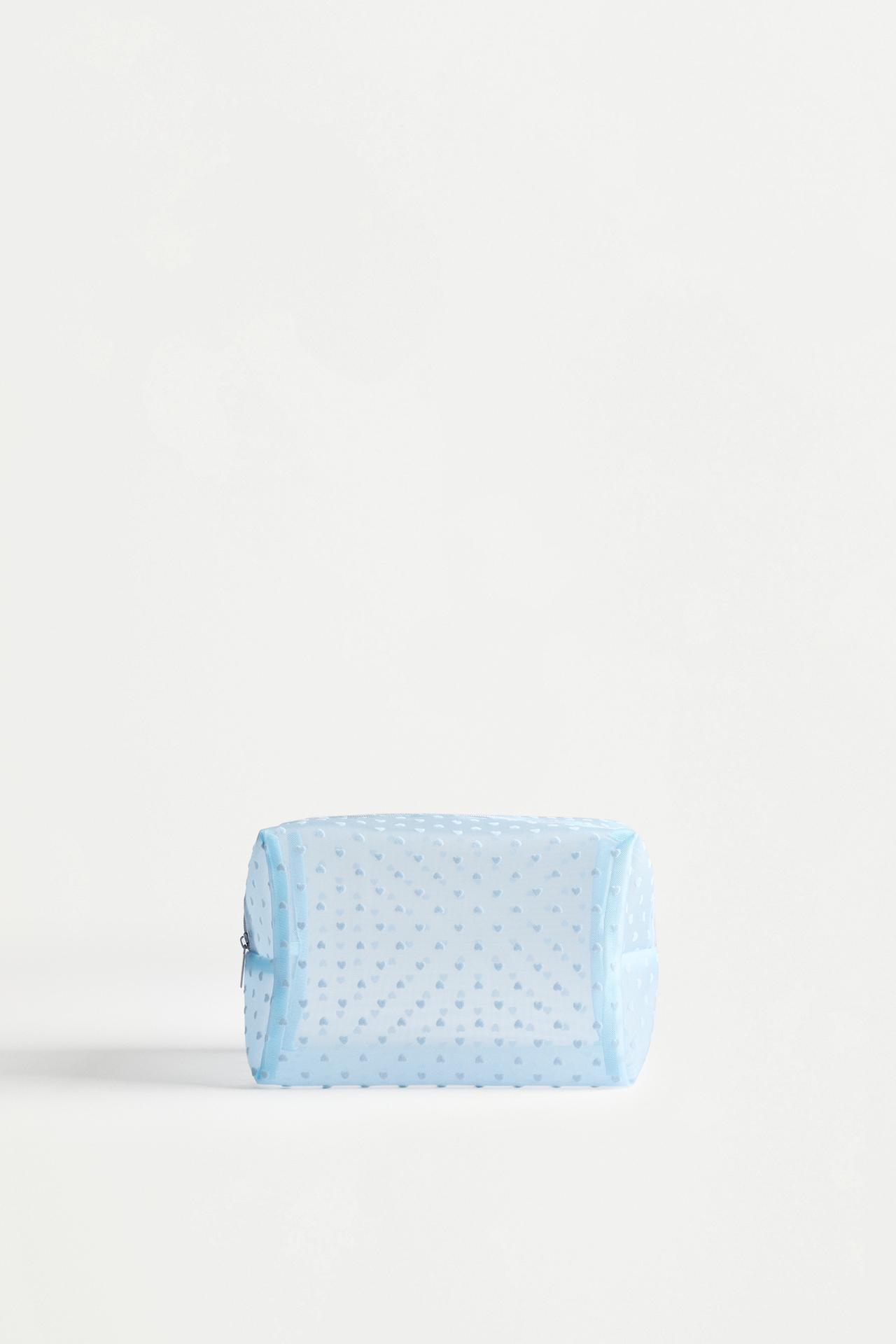 Large heart print toiletry bag — DEEP BLUE