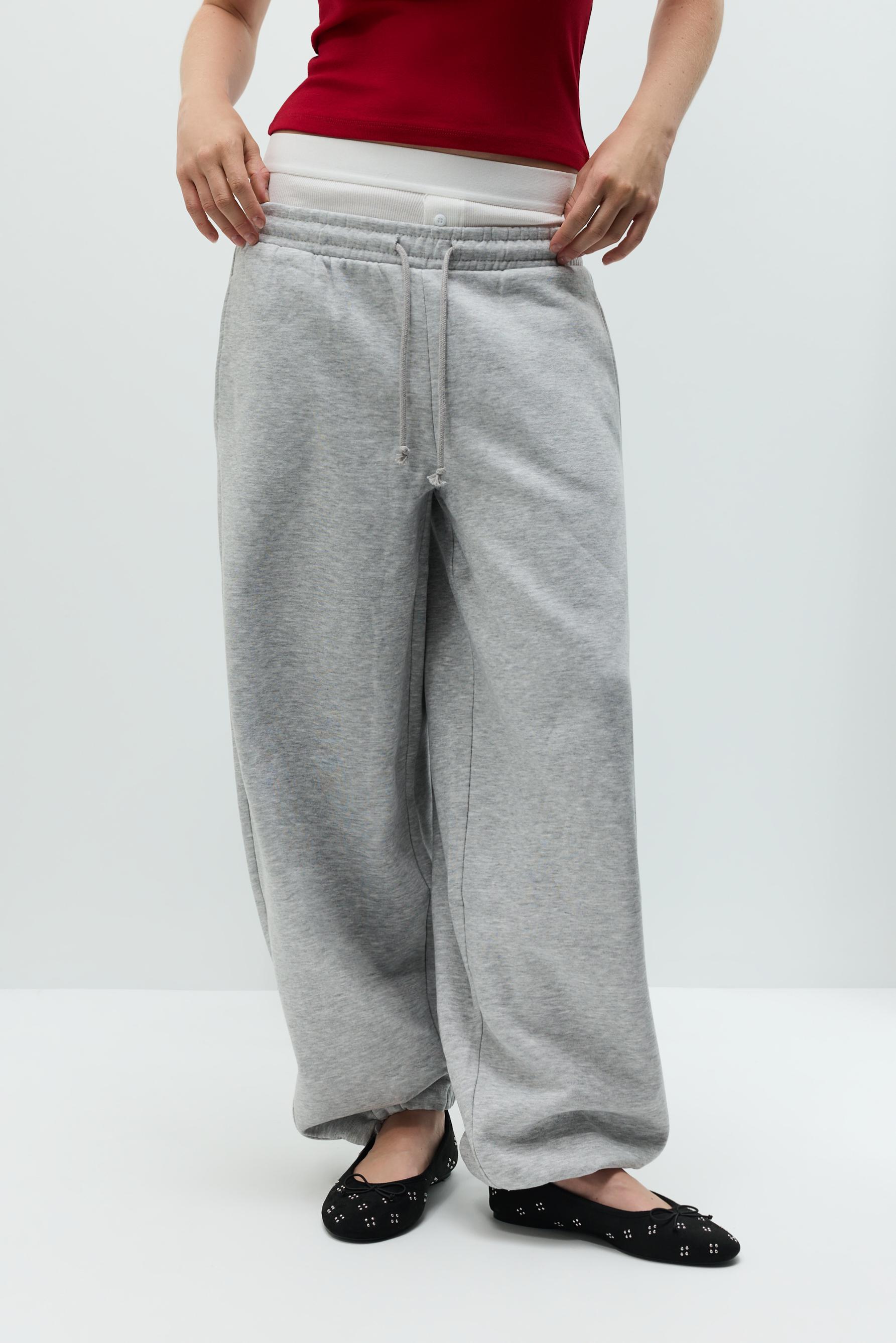 Plush barrel trousers — GREY MARL