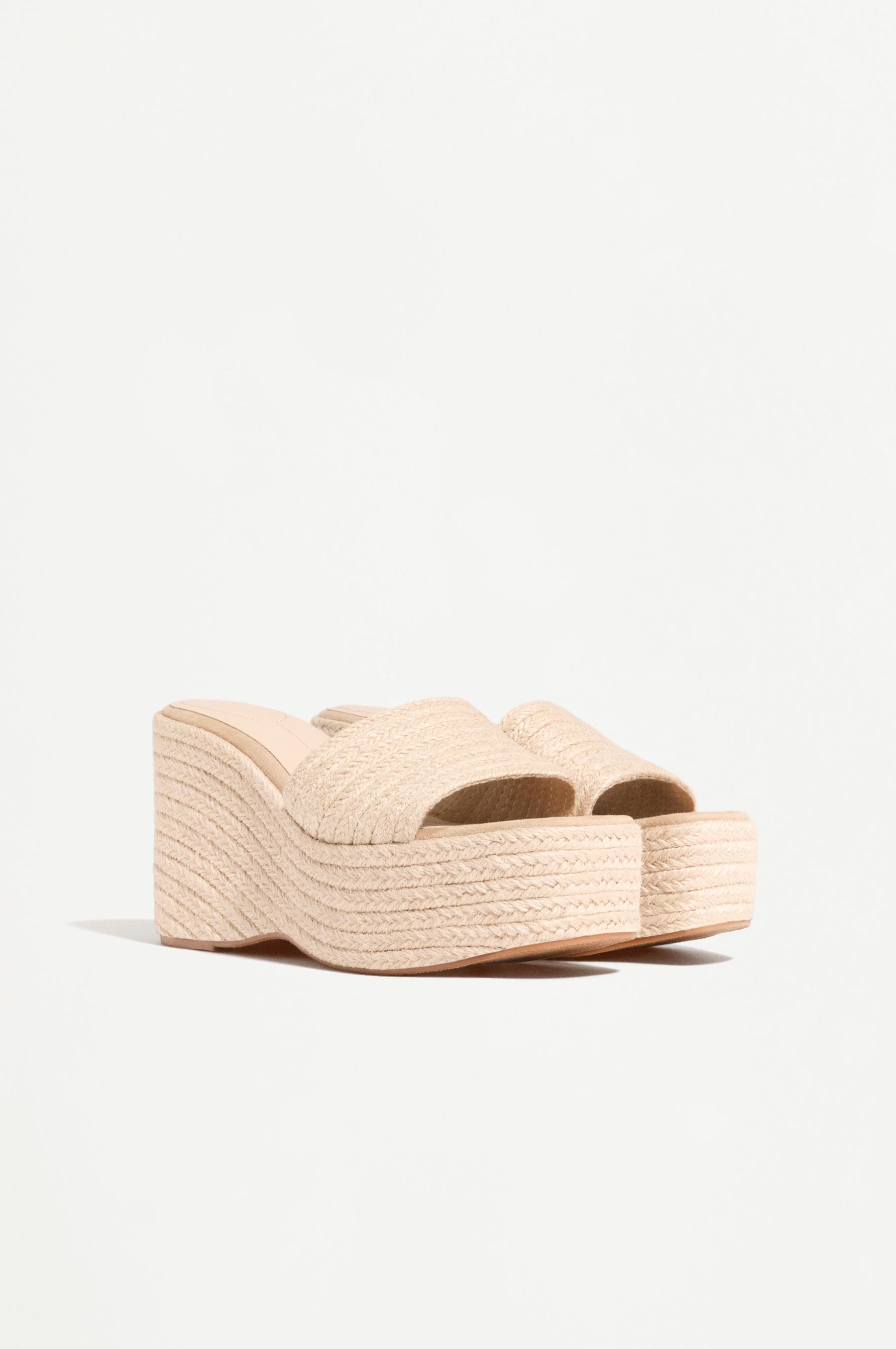 Women's raffia wedge sandals — BEIGE