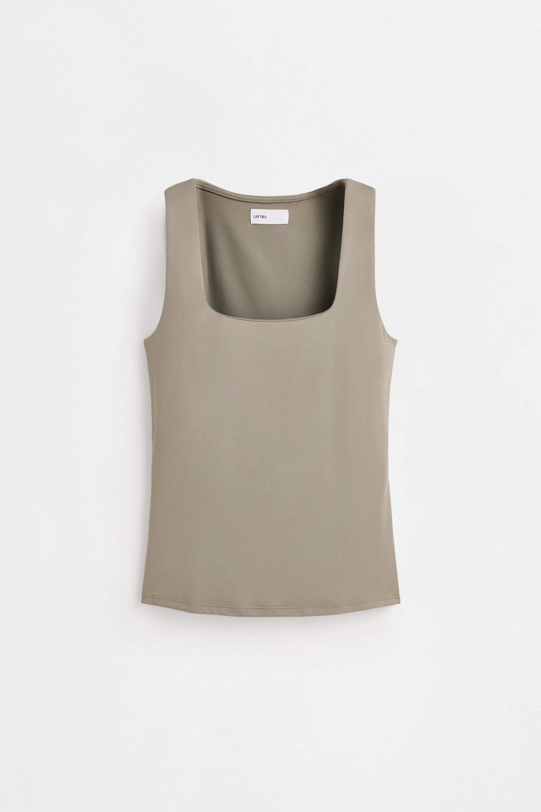 Polyamide T-shirt with wide straps — PALE KHAKI