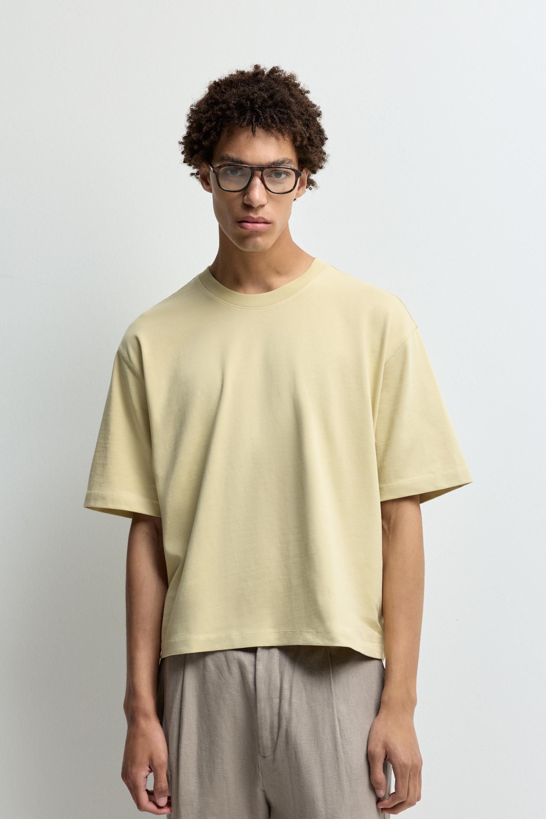 Basic cropped T-shirt — PALE YELLOW