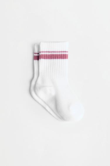 Striped Long Socks (5-Pack) — PINKISH WHITE 2