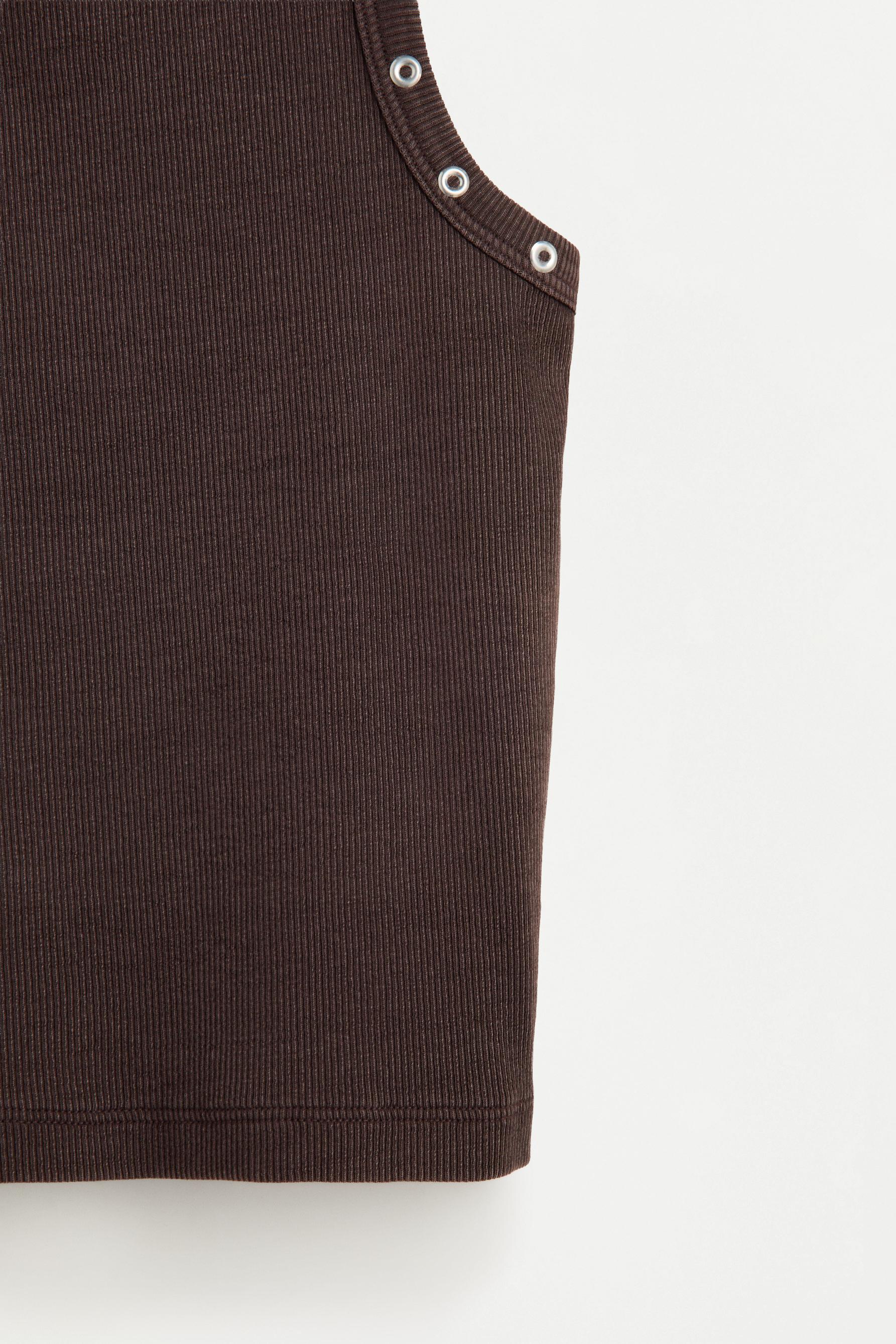 Ribbed eyelet top — DARK BROWN
