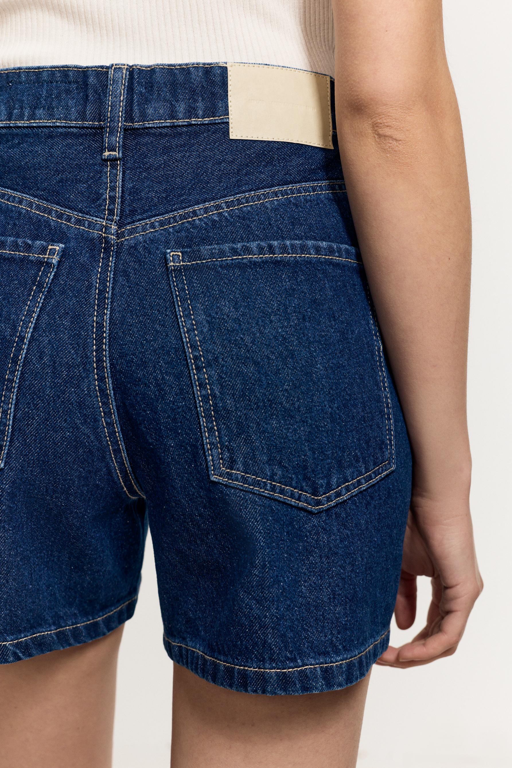 Basic mom fit denim shorts — DARK INDIGO