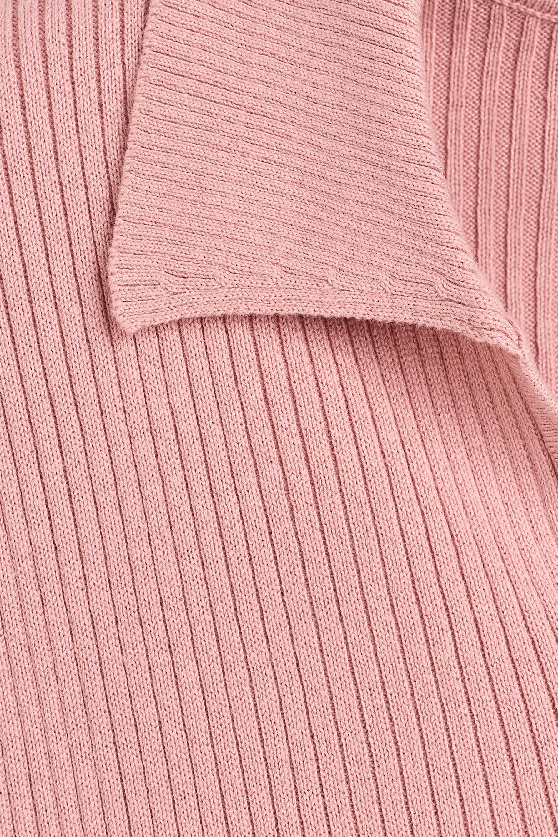 Ribbed knit polo shirt — PINK