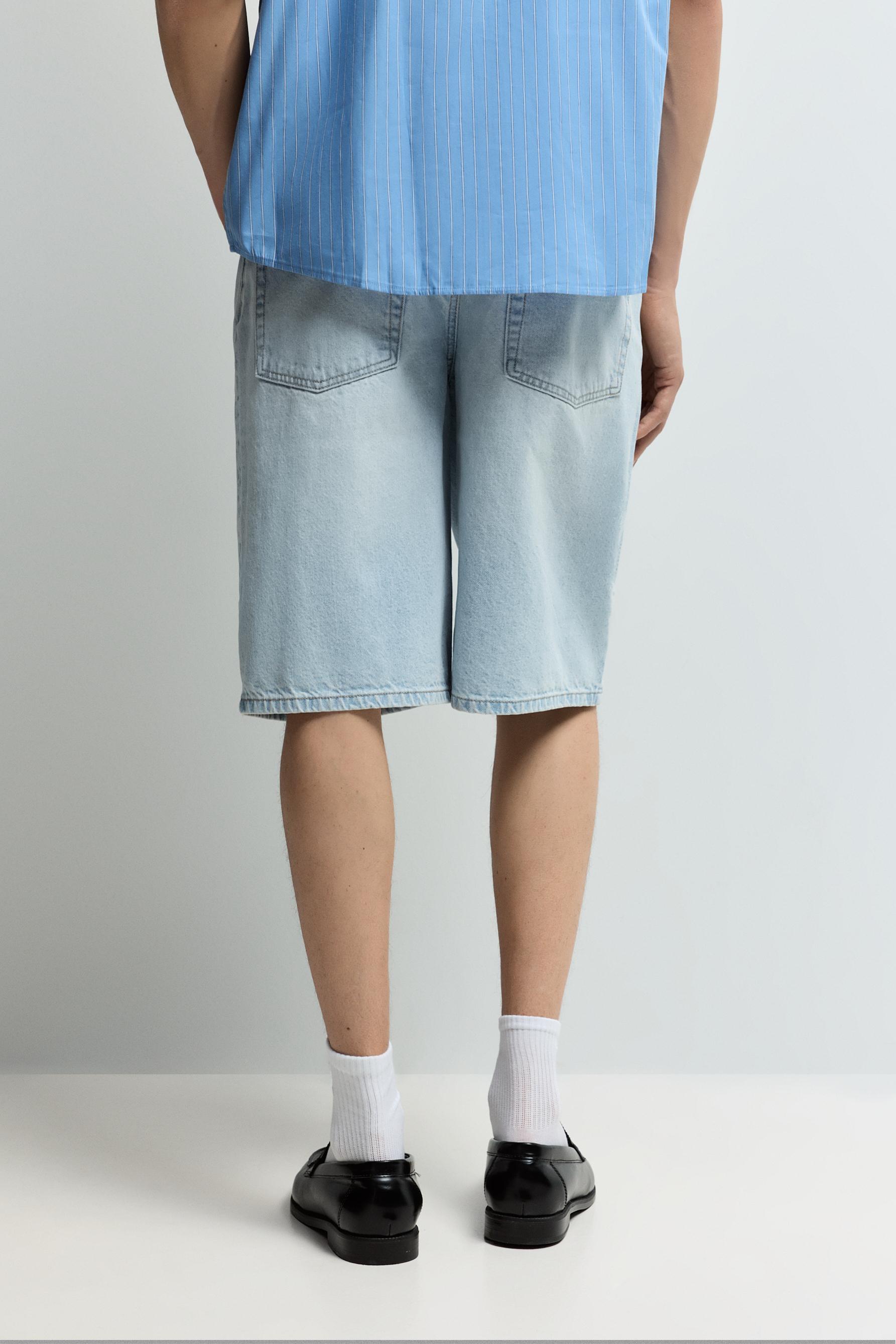Baggy denim Bermuda shorts — PALE BLUE