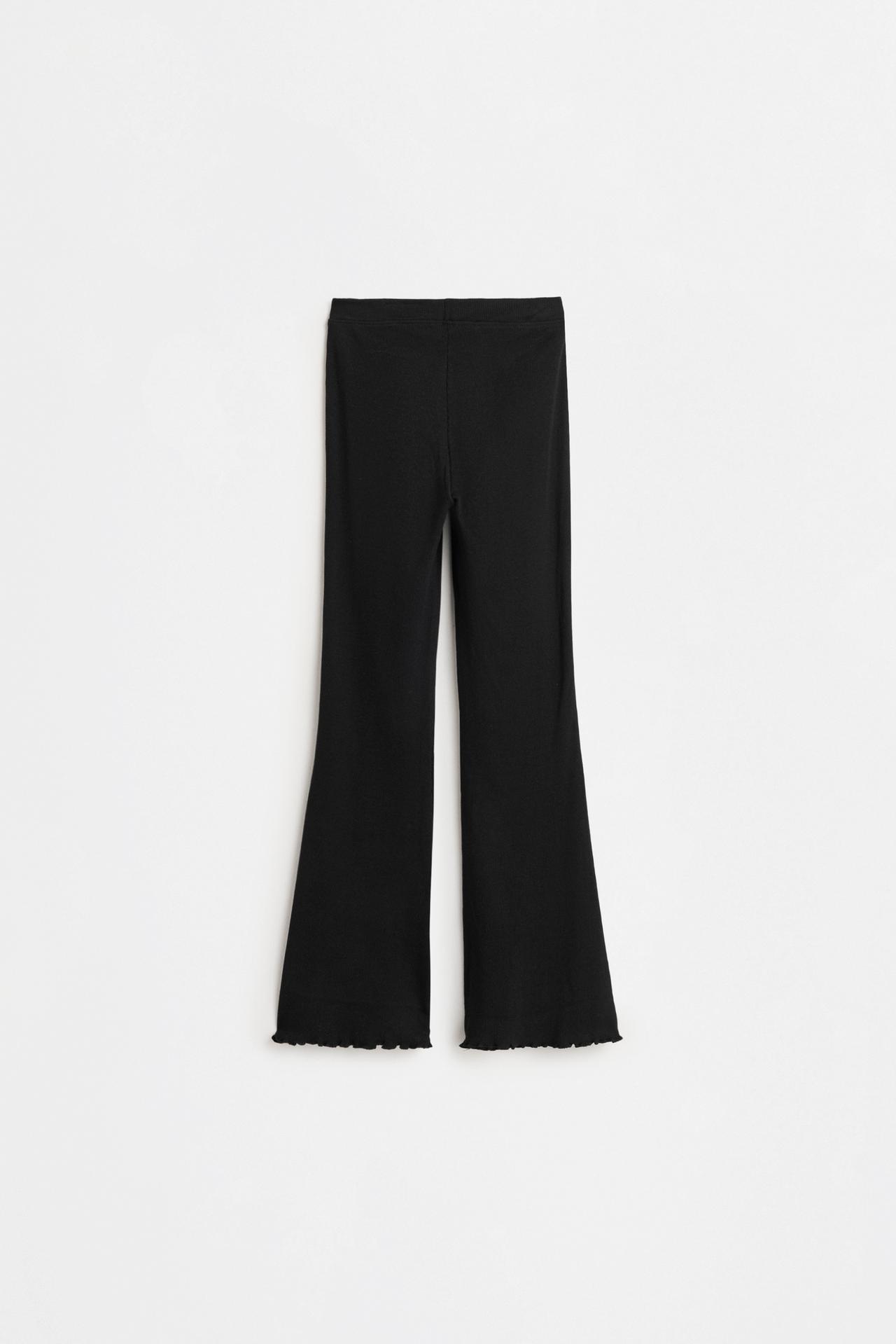 Ribbed bell-bottom leggings — BLACK
