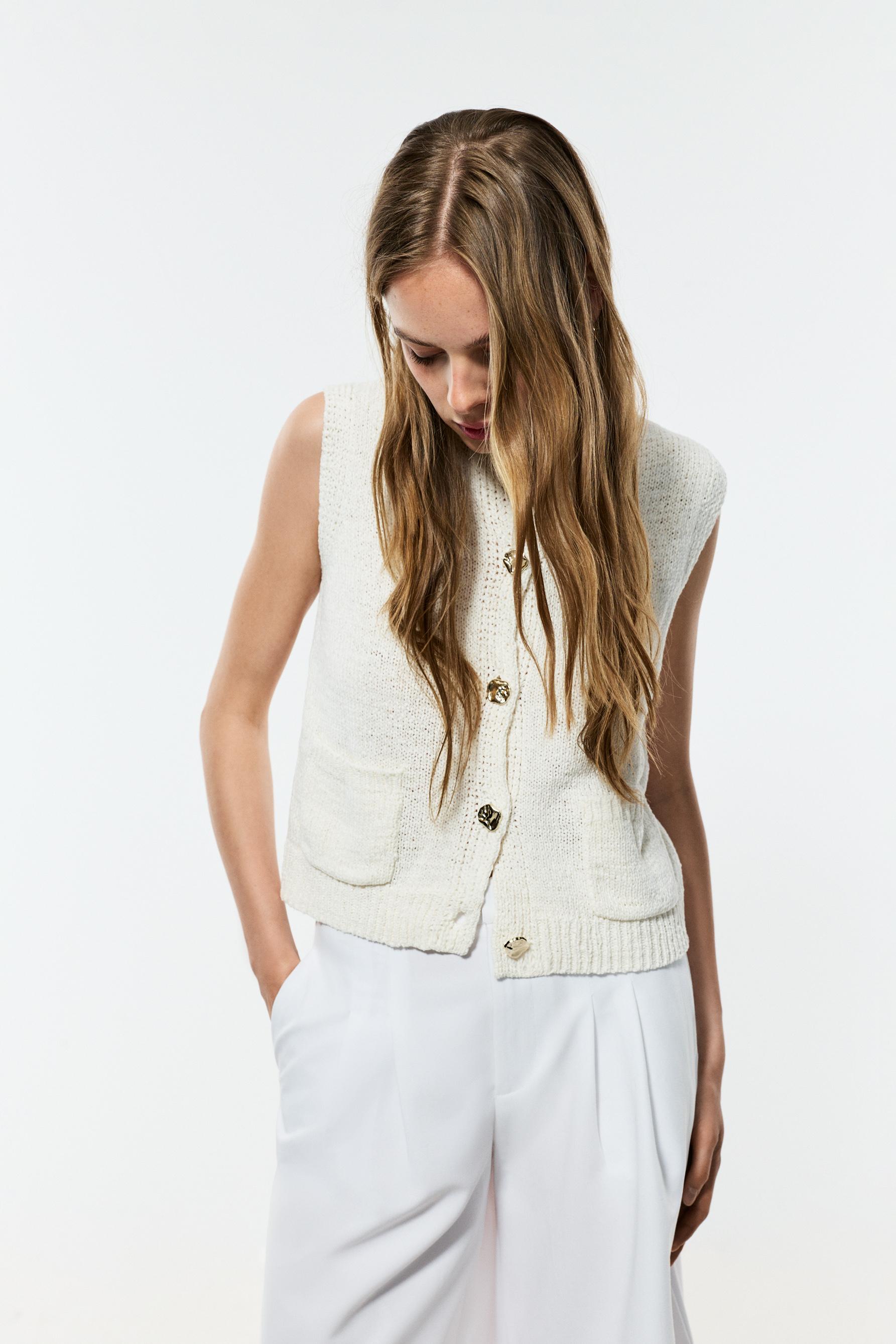 Jewel button top — ECRU