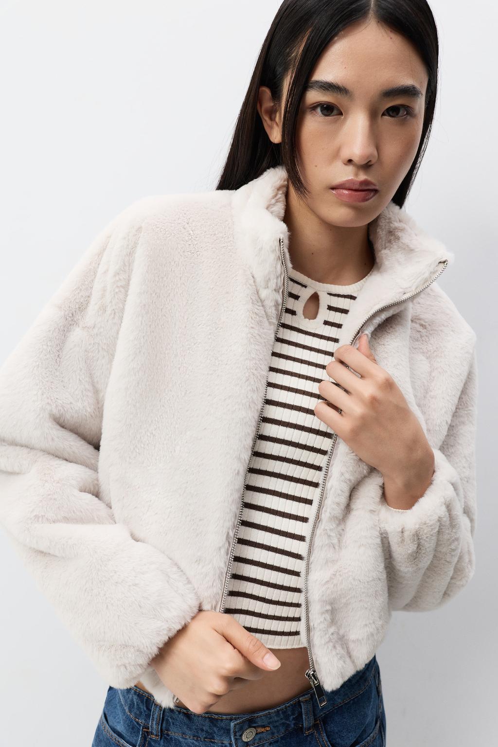Faux fur bomber jacket