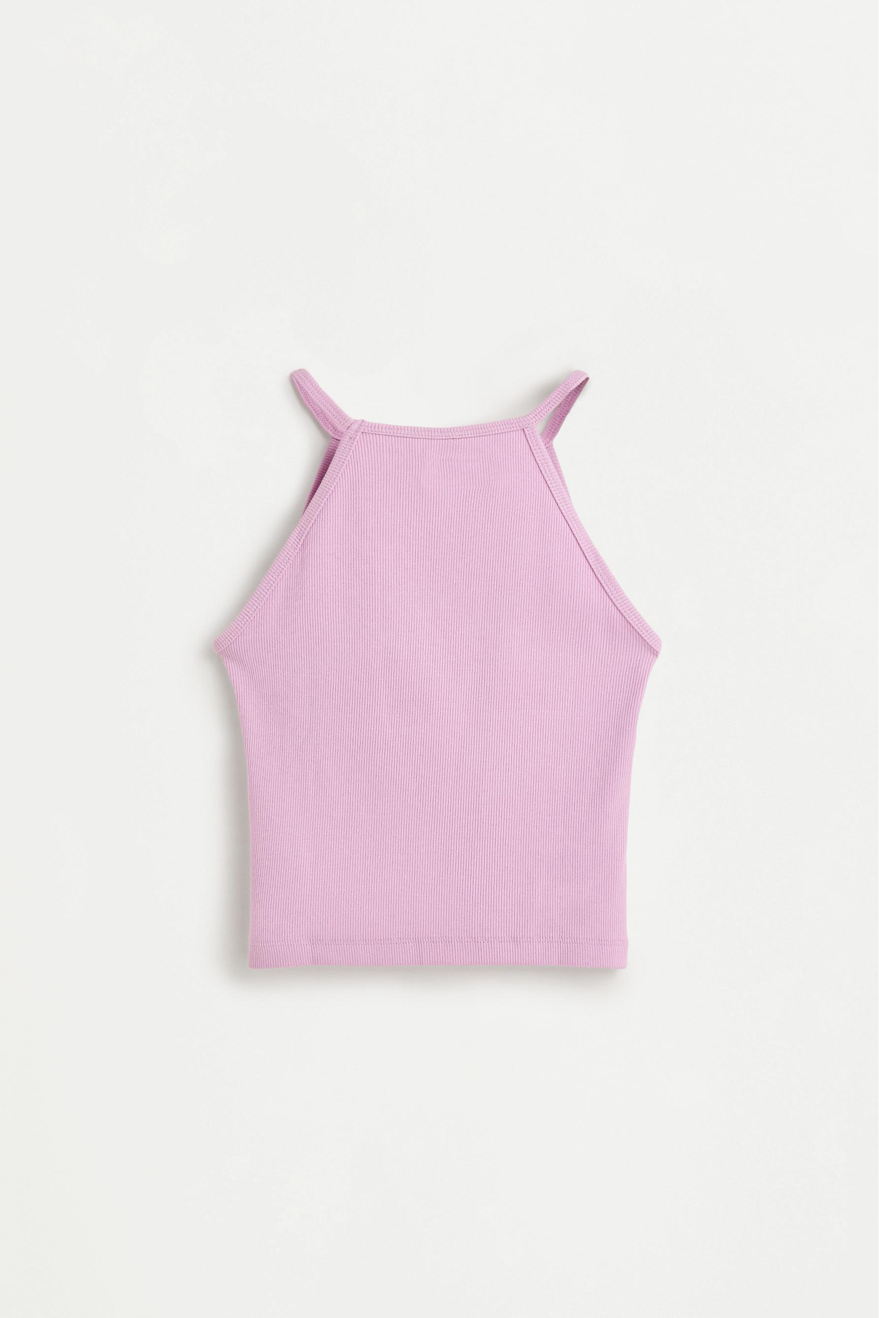 Ribbed applique top — MAUVE PINK