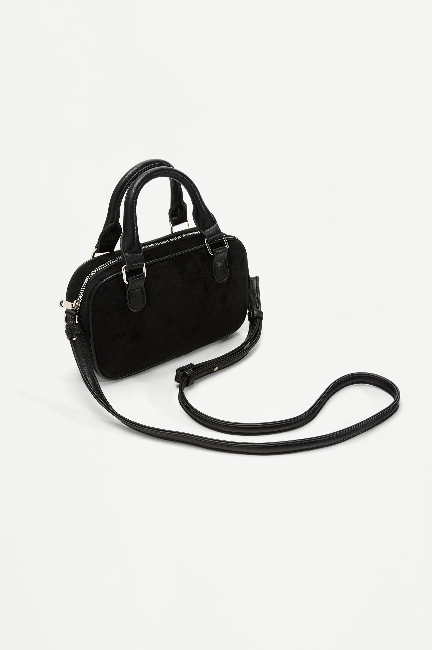 Faux suede mini bowling bag — BLACK