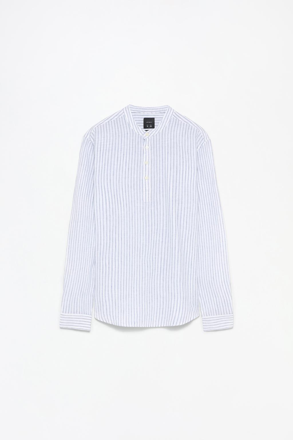 Linen-cotton Henley shirt