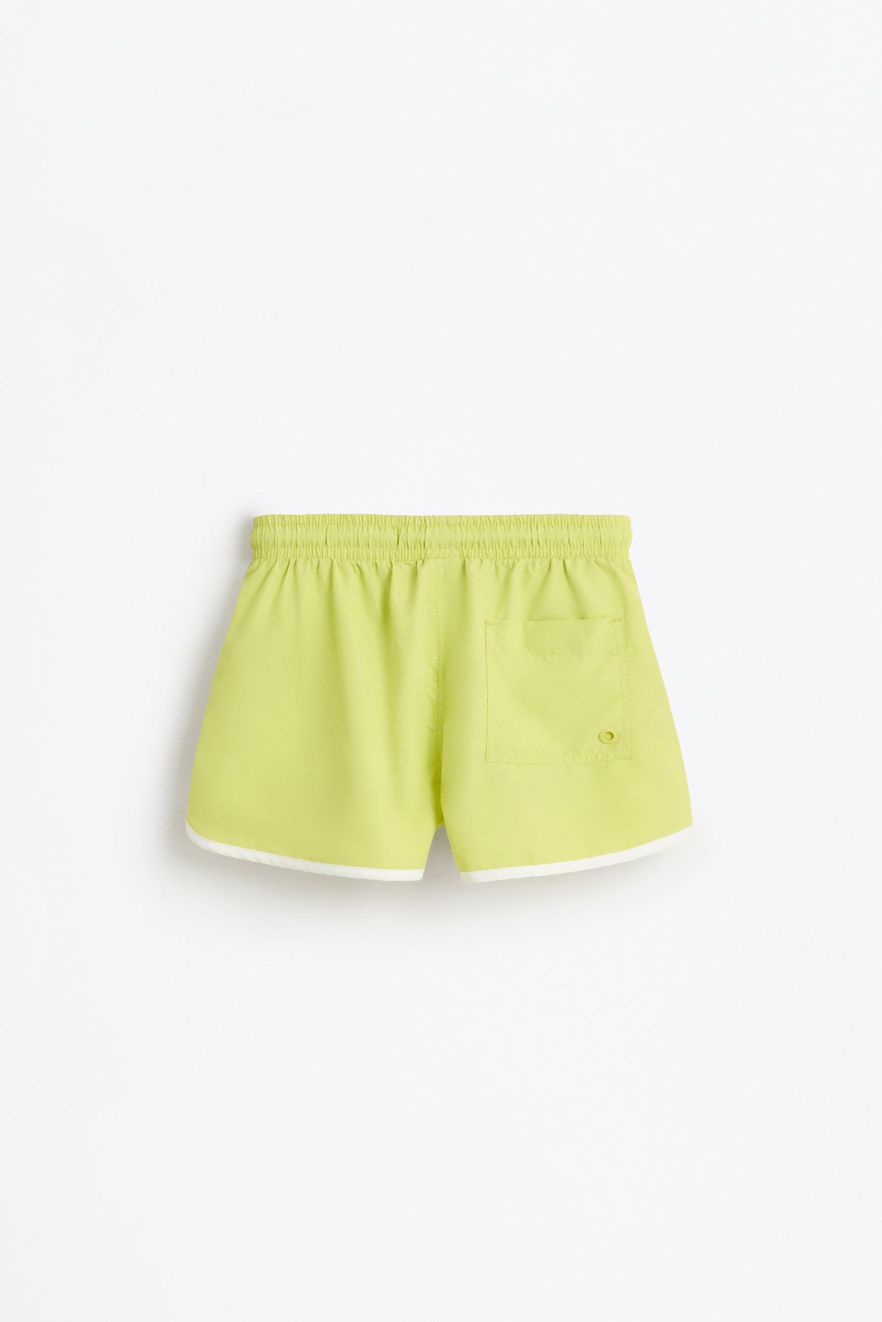 Contrast-line swim shorts — LIME GREEN