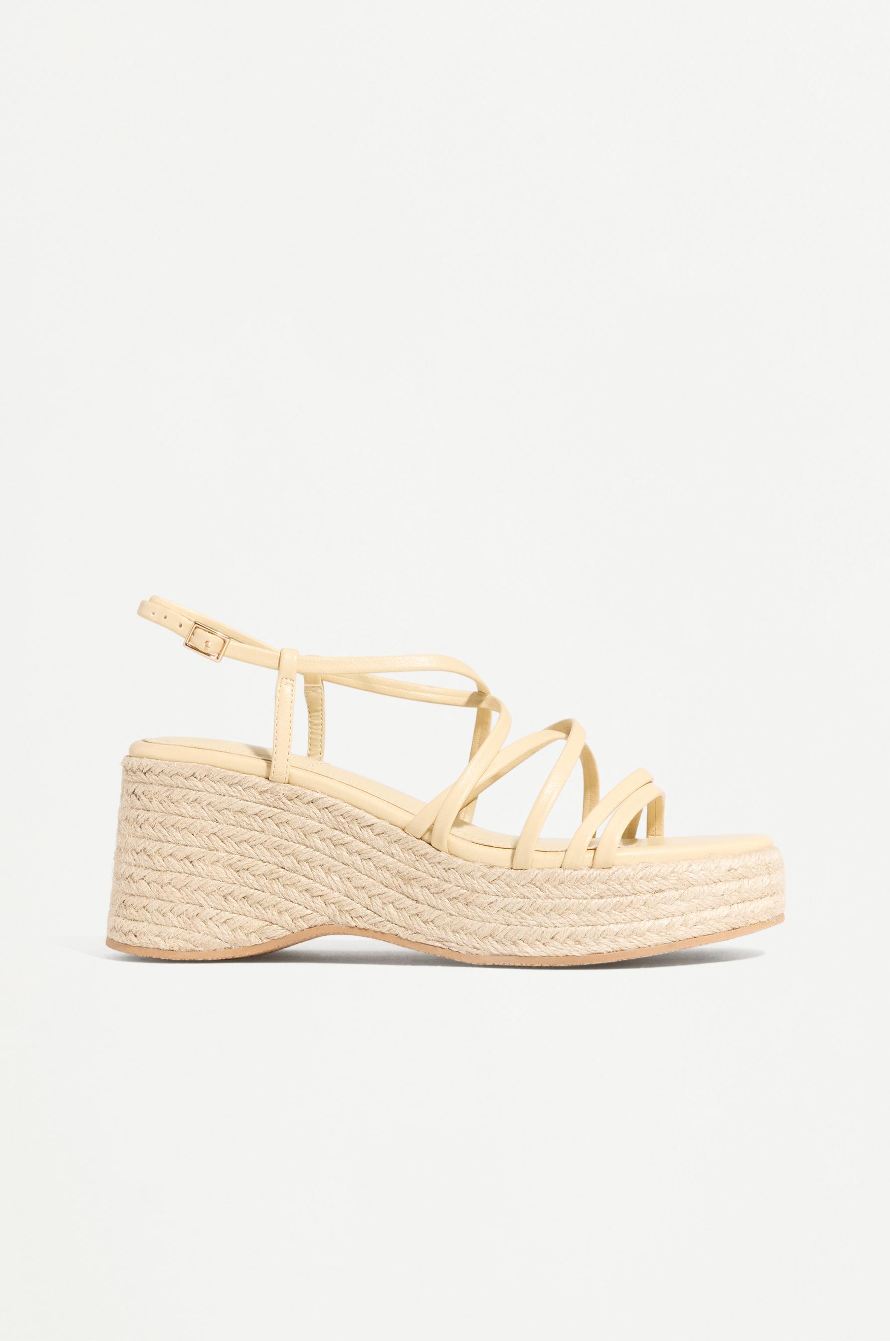 Espadrille wedge sandal with straps — ECRU