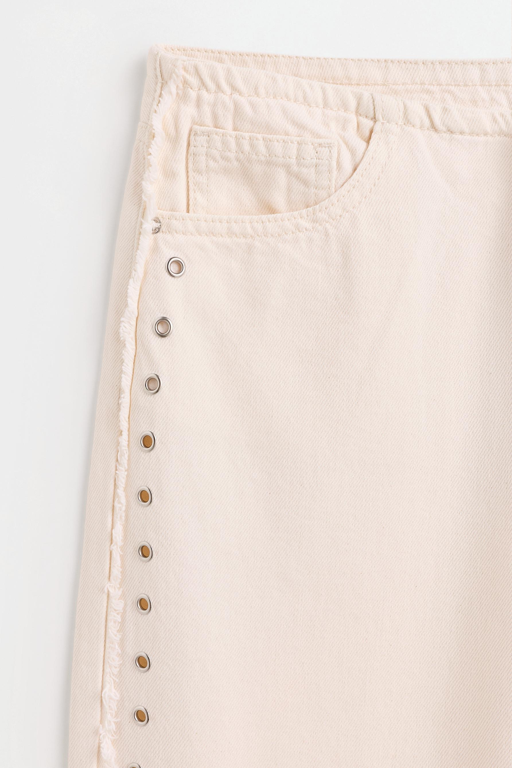 Wide-leg eyelet jeans — OFF WHITE