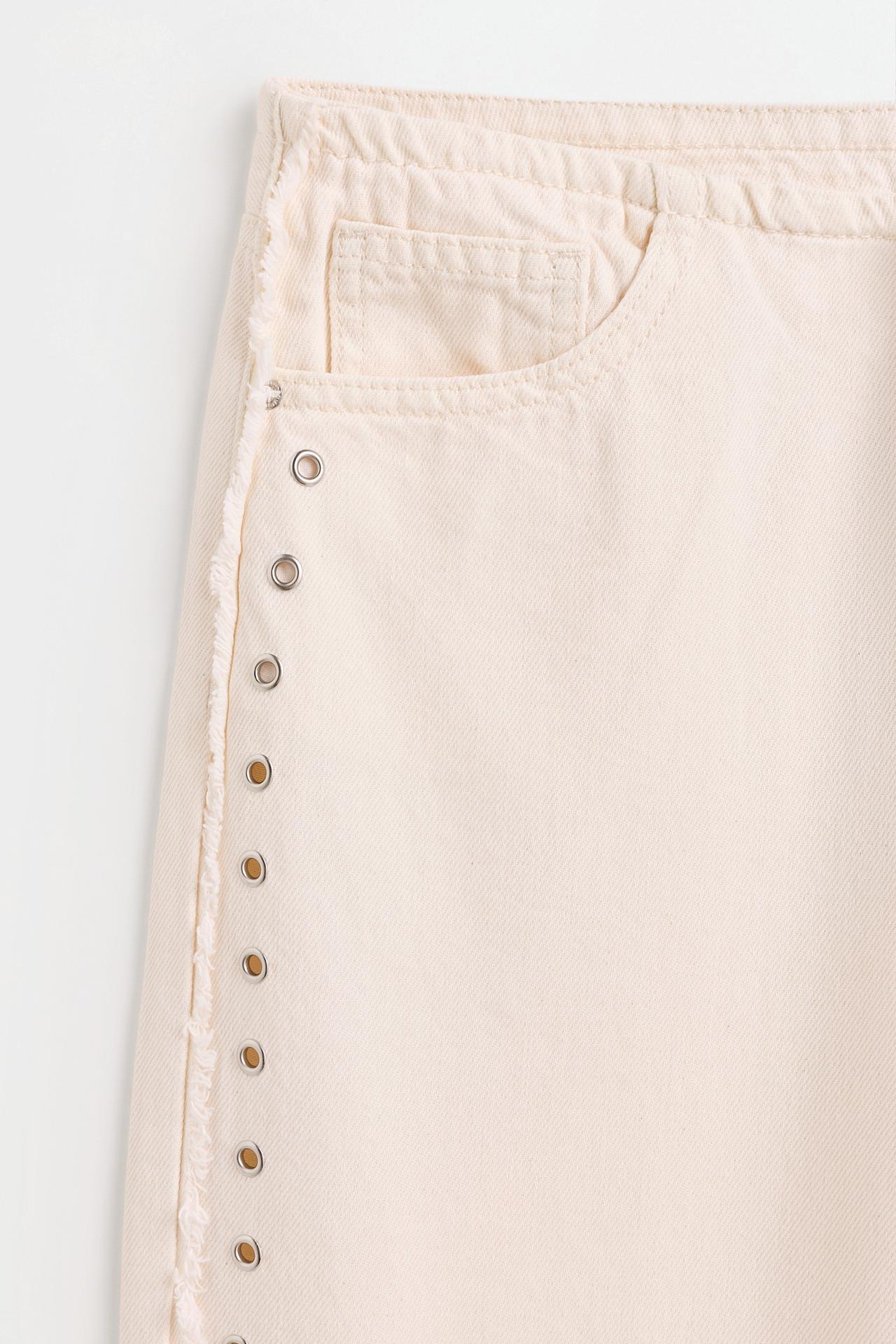 Wide-leg eyelet jeans — OFF WHITE