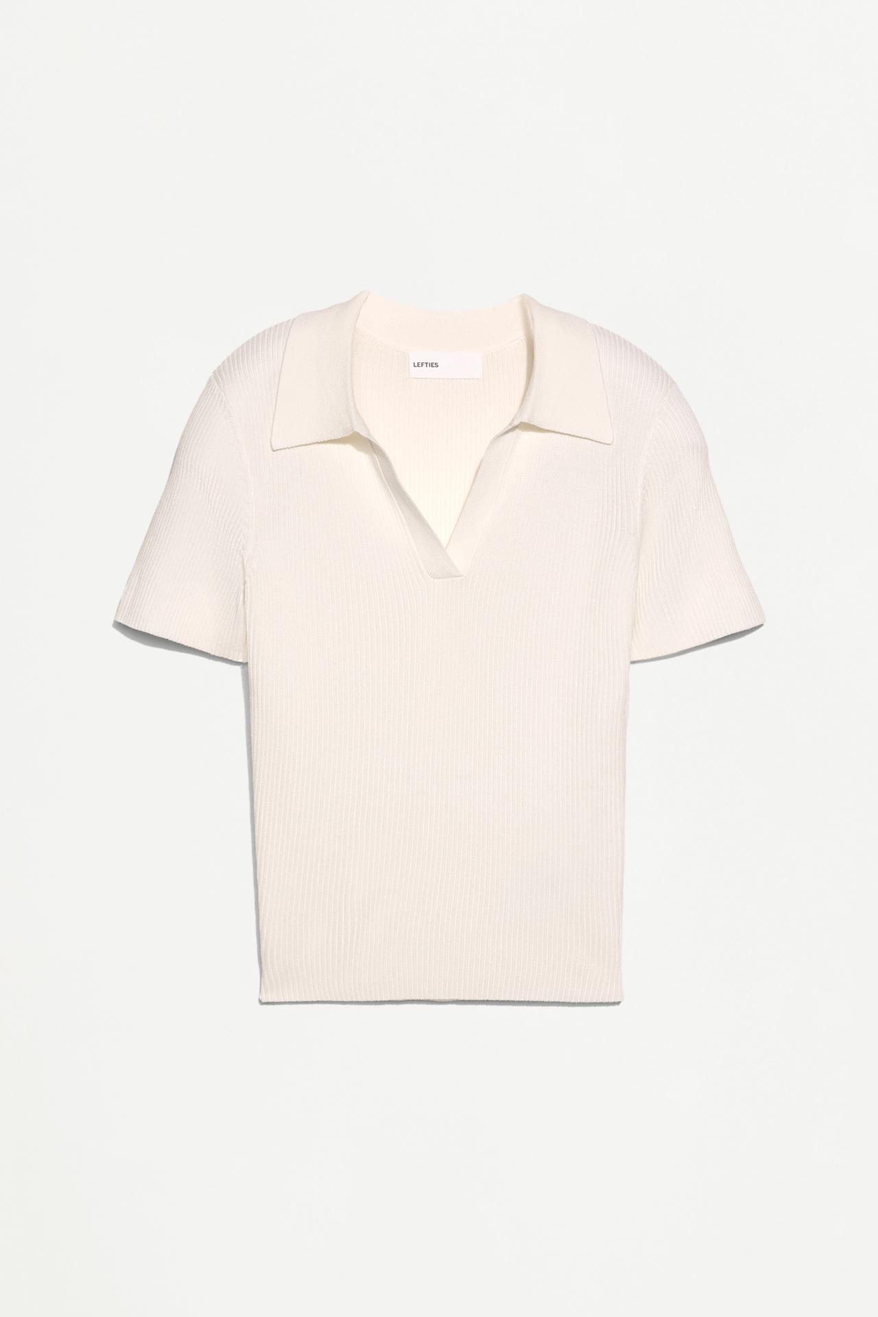 Basic rib knit polo shirt — WHITE