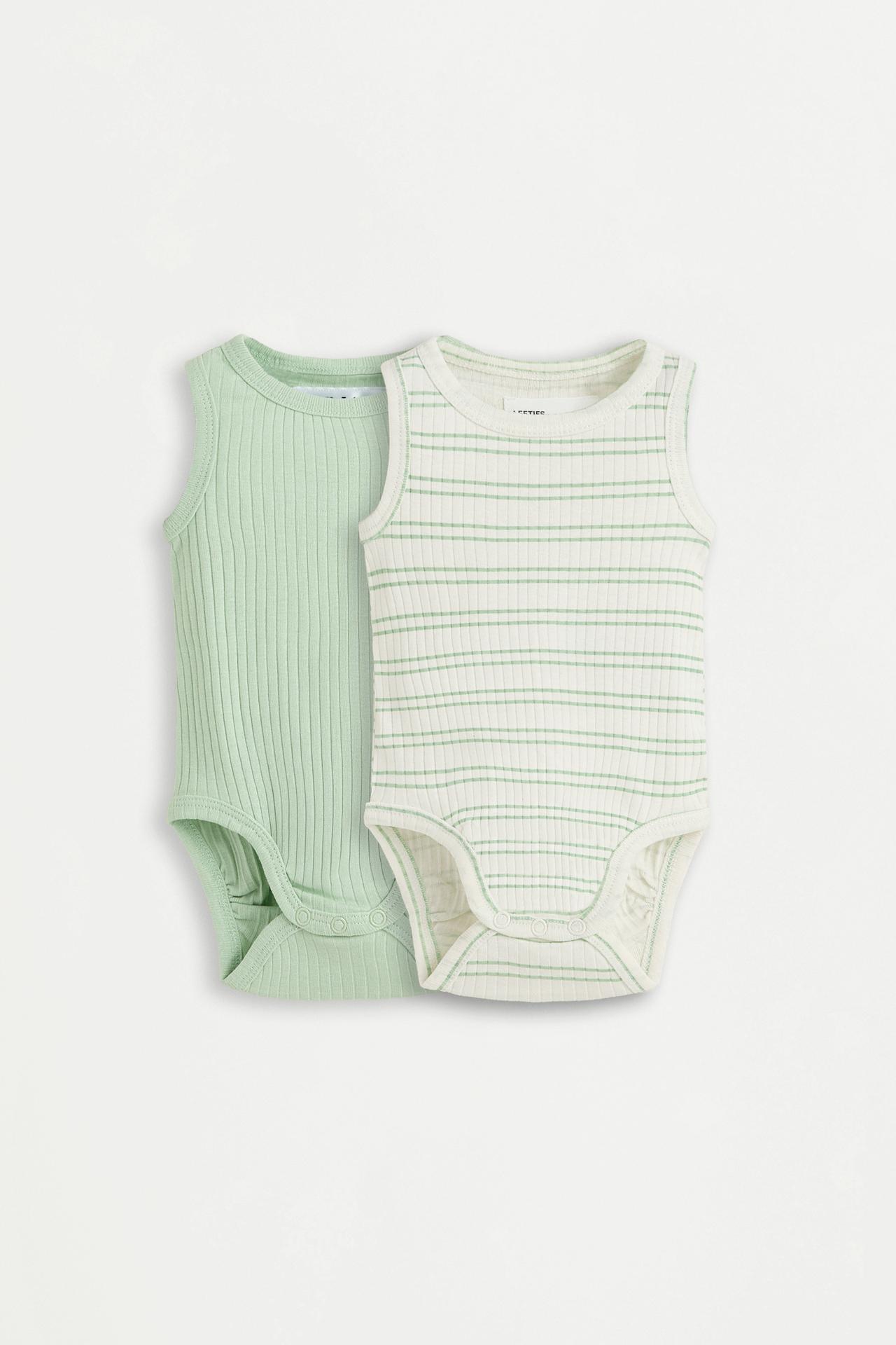 Pack of 2 ribbed sleeveless bodysuits — PALE GREEN