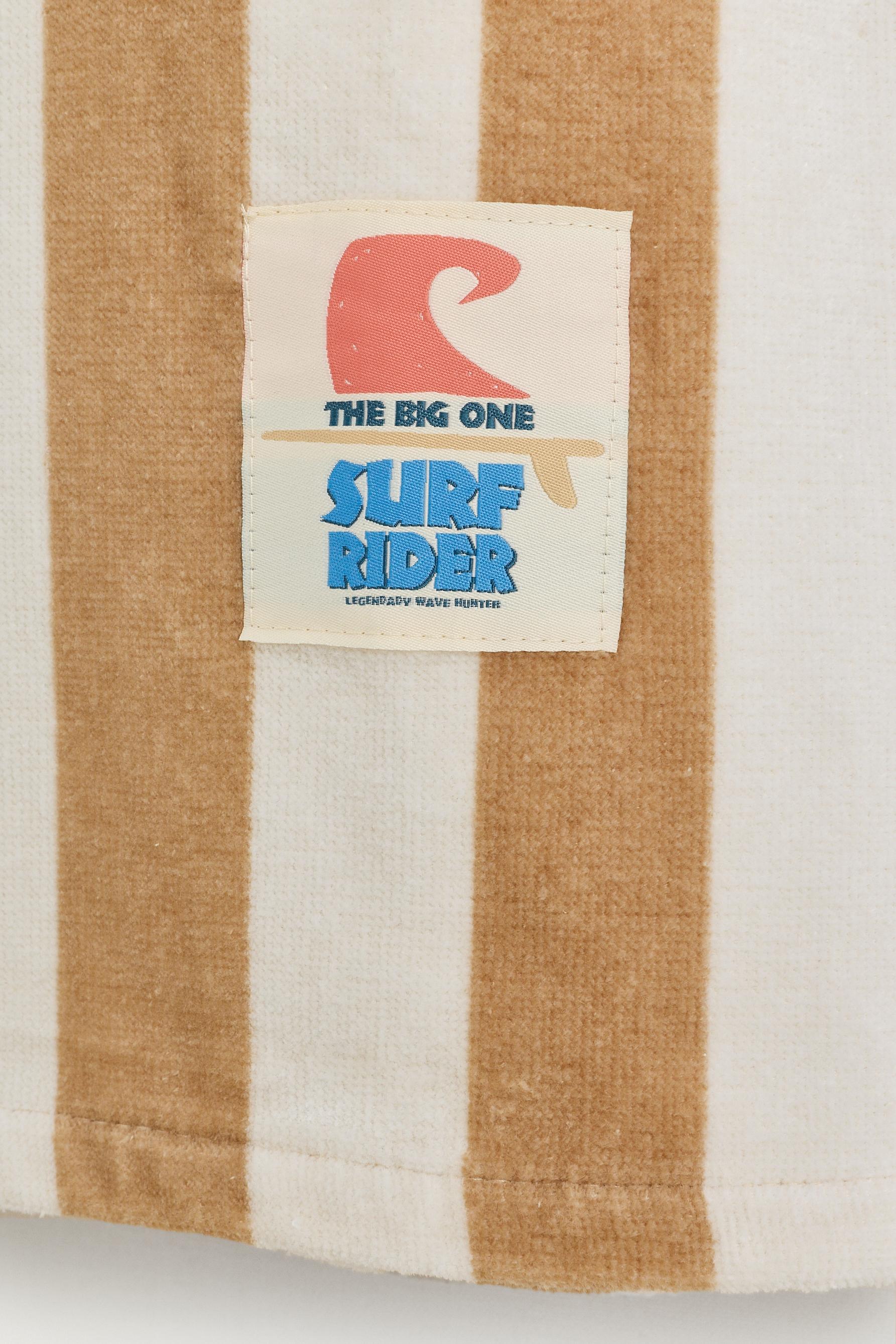 Kids' Striped Beige Towel Poncho — BEIGE