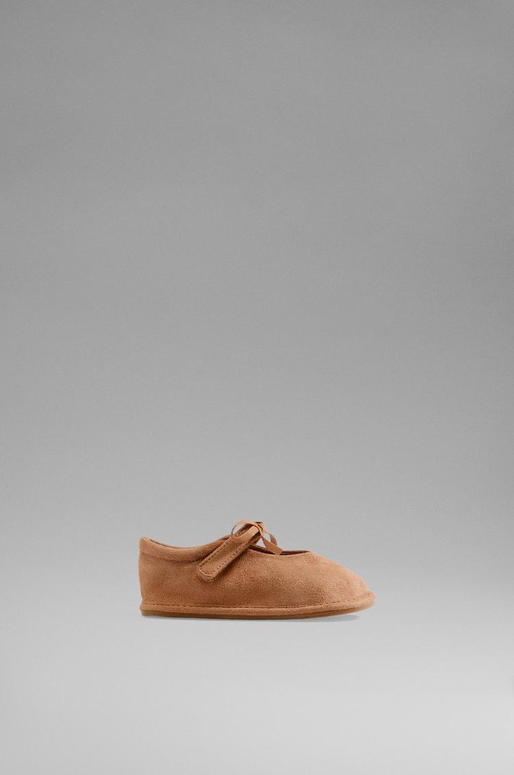 Barefoot ballet flats with bow detail — LEATHER