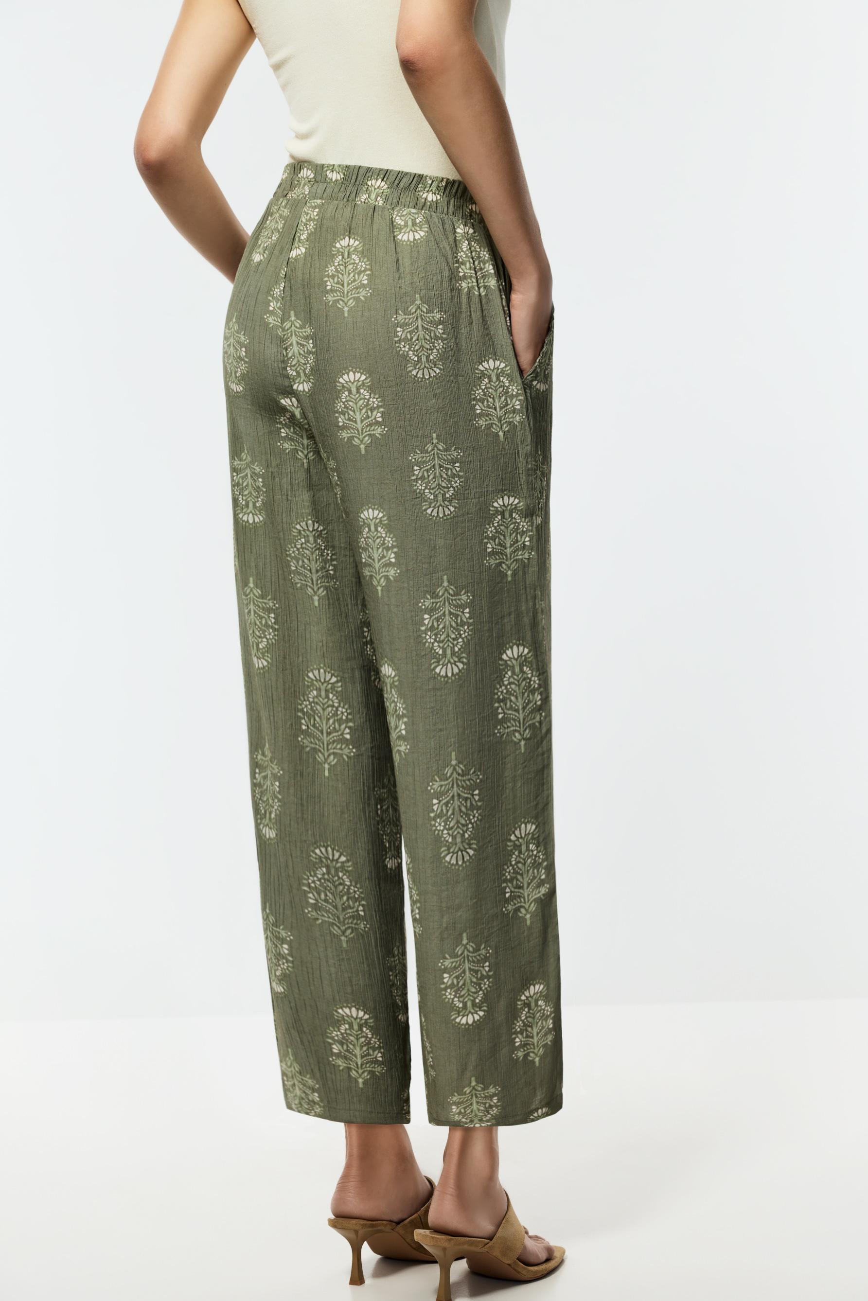 Textured culottes — MEDIUM GREEN