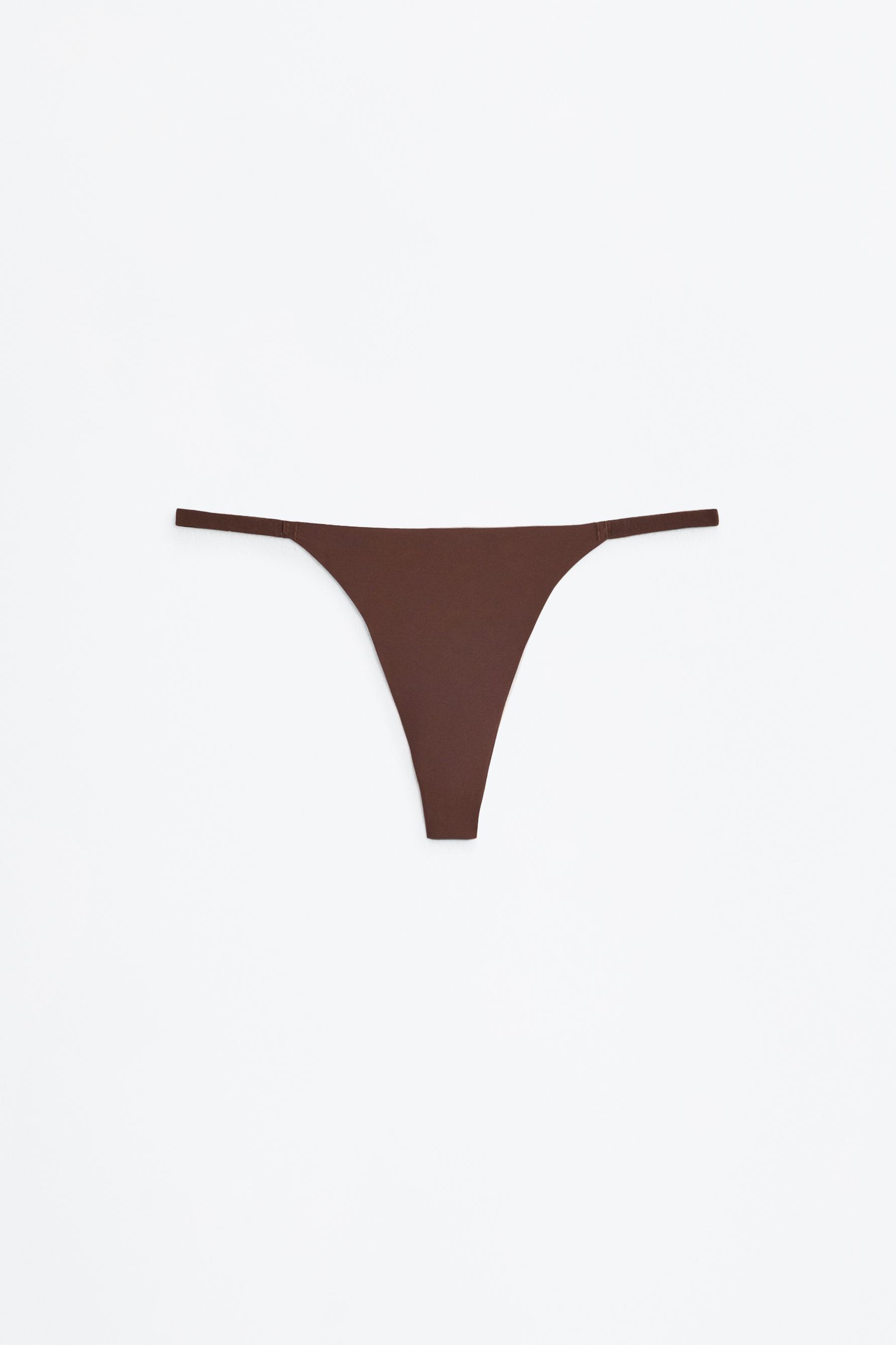4-pack microfibre thongs — DARK BROWN