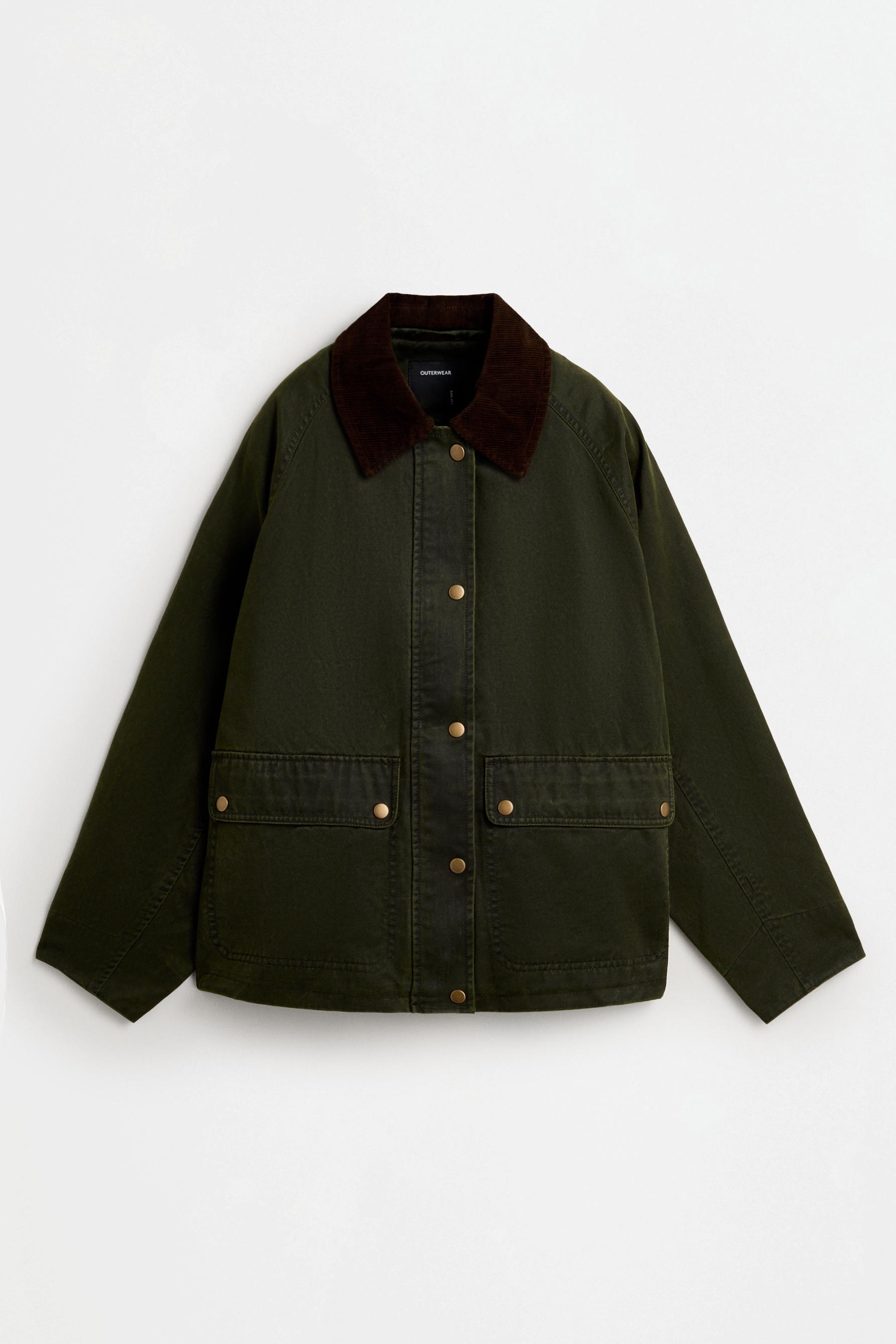 Waxed corduroy collar jacket — FADED GREEN