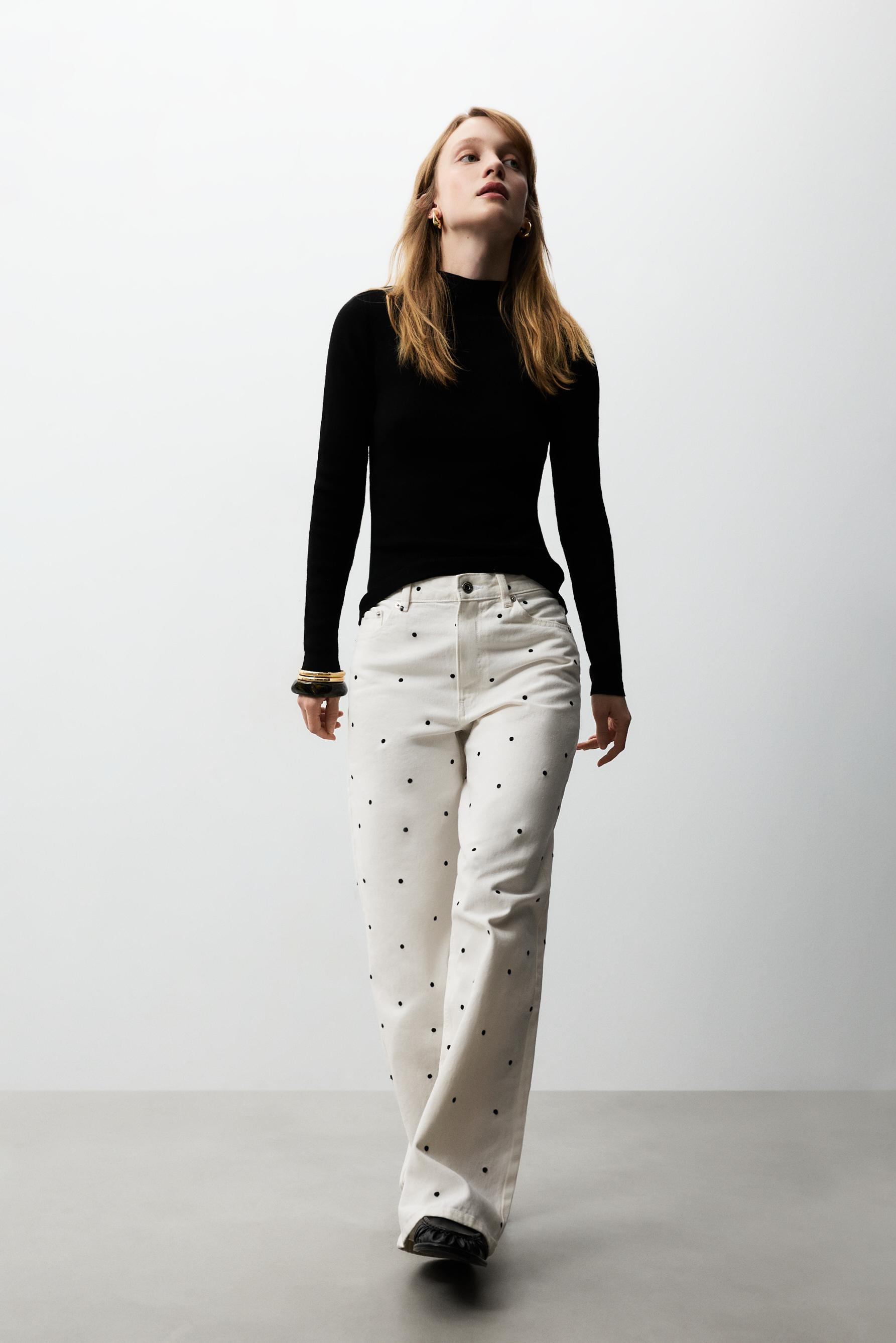 Jeans wide leg bordados