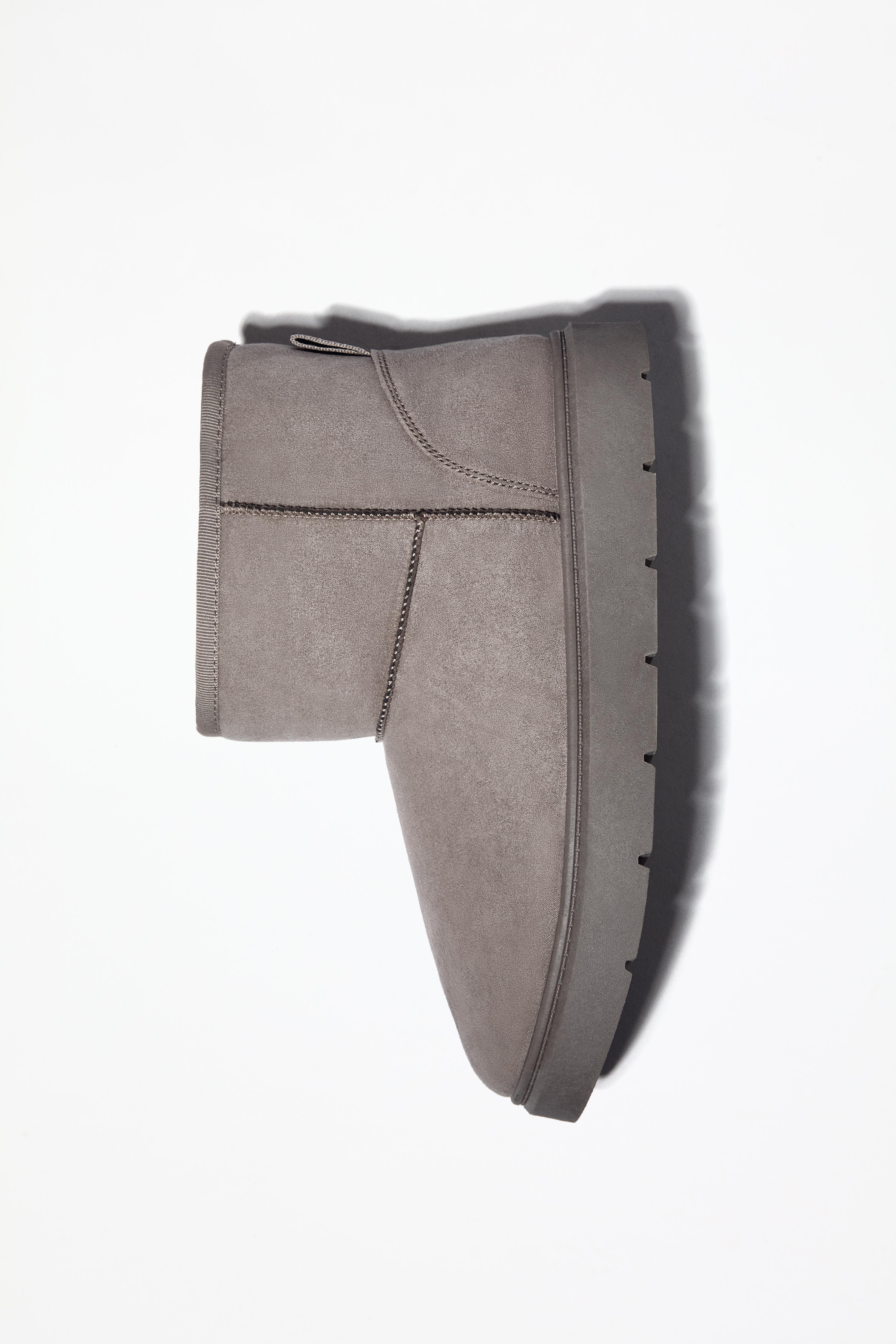 Flat fur ankle boots — GREY
