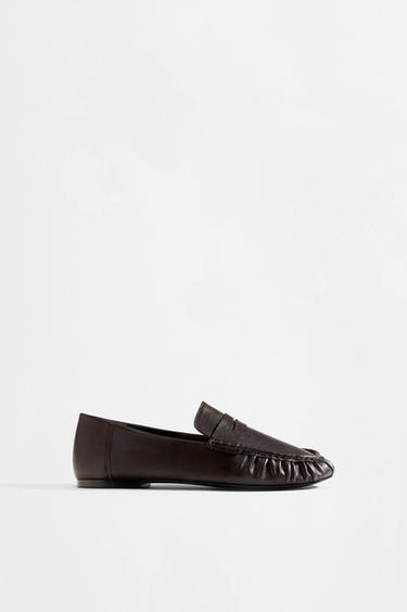 Gathered loafers — BROWN 1