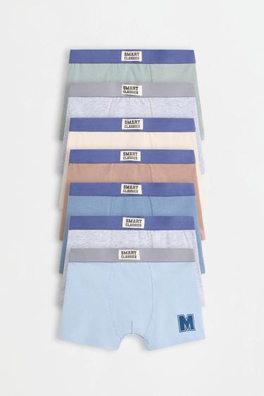 Letter print boxer briefs (7-pack) — GREYISH GREEN 1