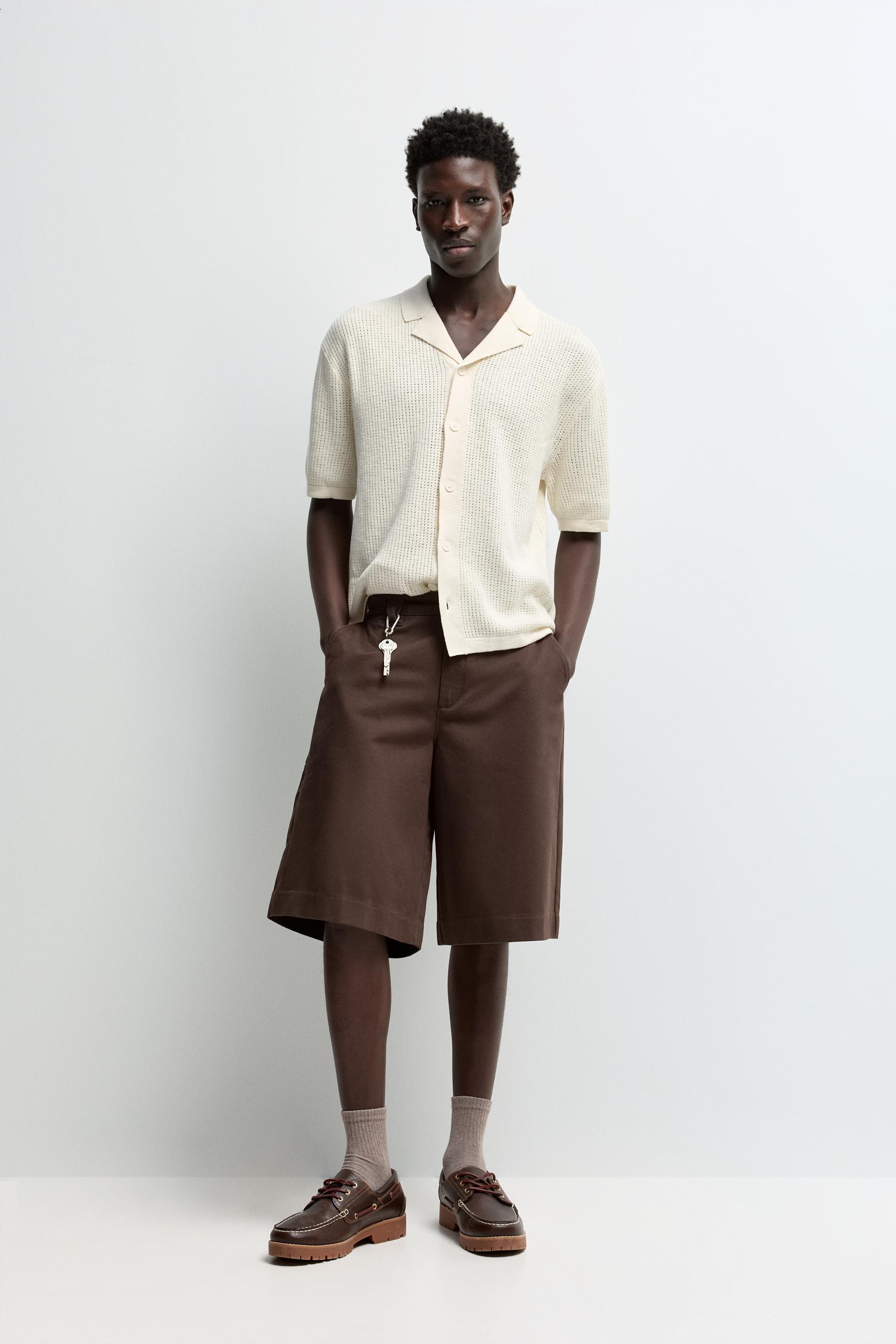 Cutwork knit shirt — OFF WHITE