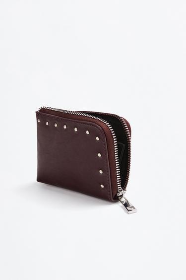 Studded textured wallet — BURGUNDY 3