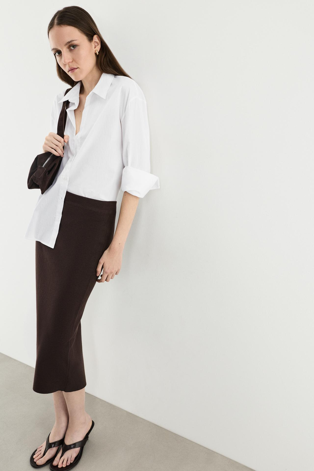 Pencil skirt — DARK BROWN