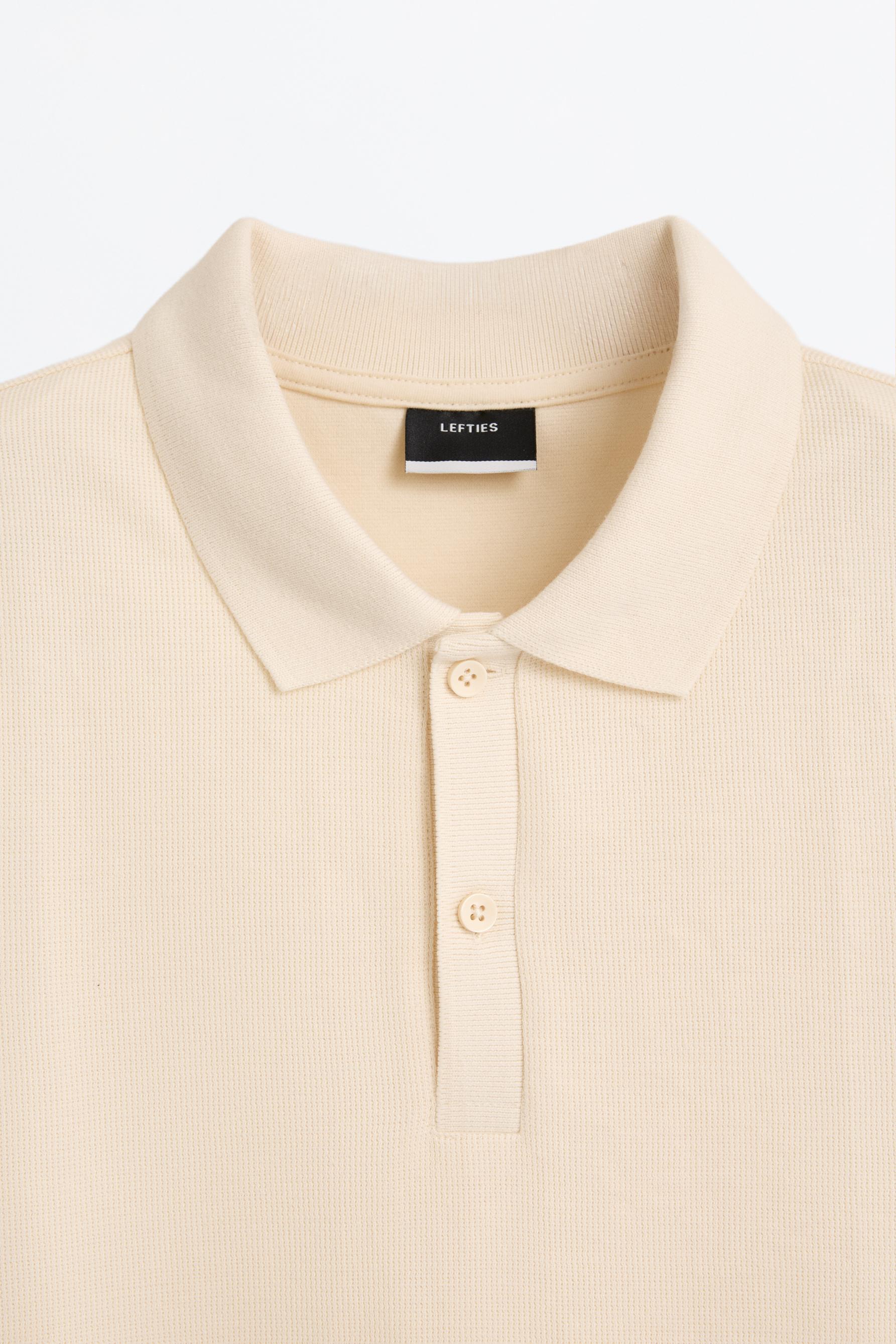 Basic textured polo shirt — ECRU