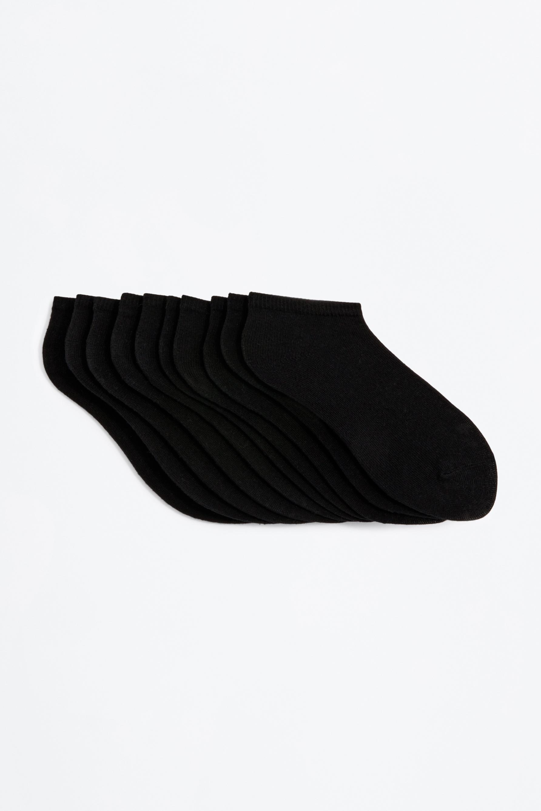 Plain ankle socks (Pack 10) — BLACK