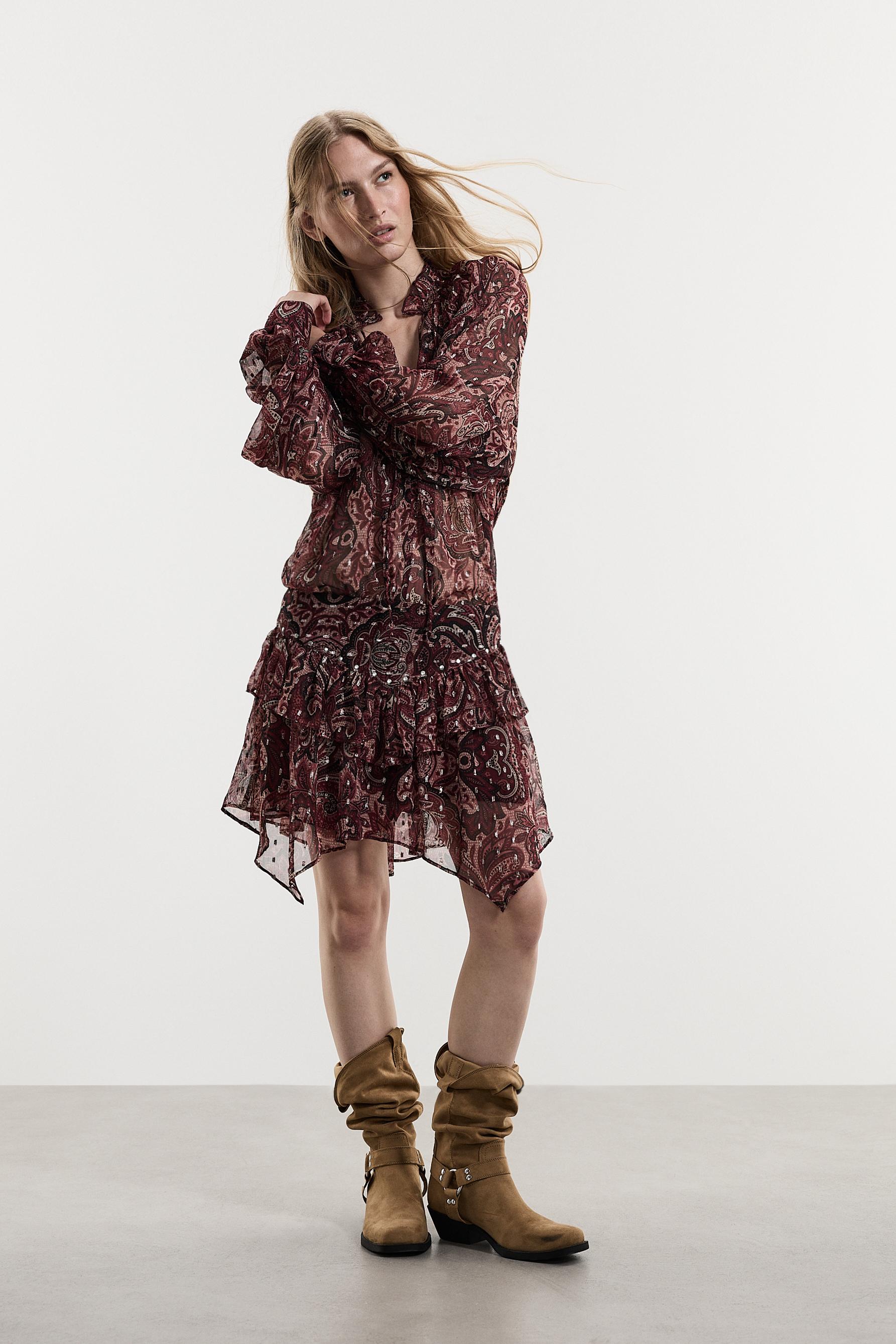 Short paisley skort — MAROON