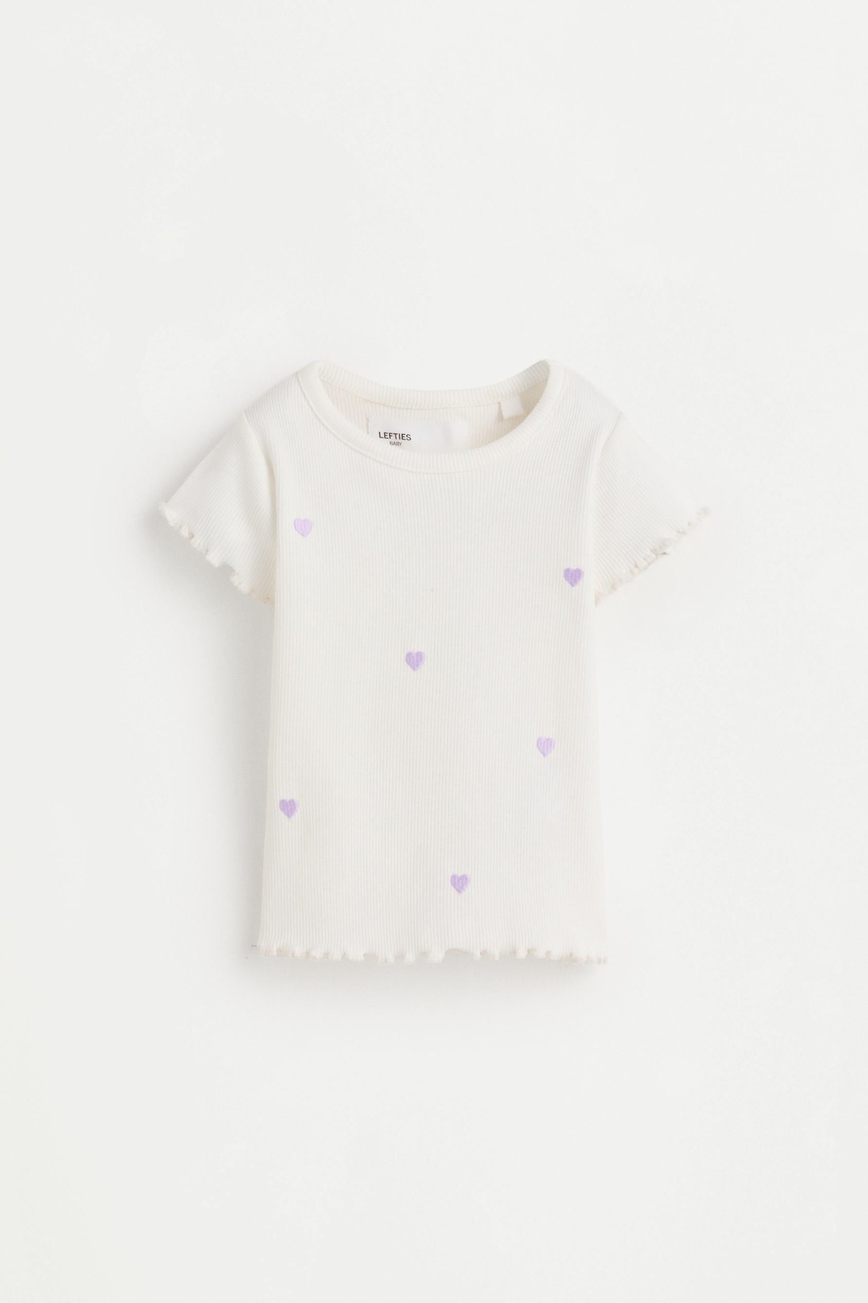 Embroidered ribbed T-shirt — WHITE