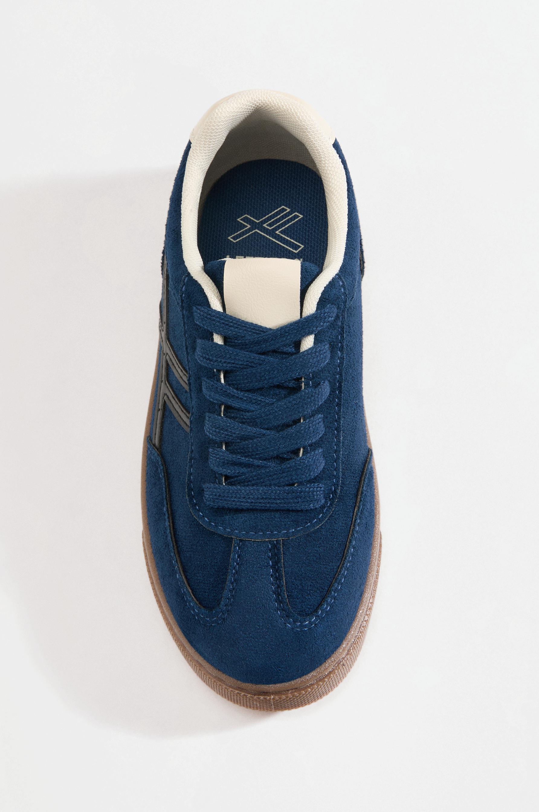 Split suede-effect sneakers — BLUE
