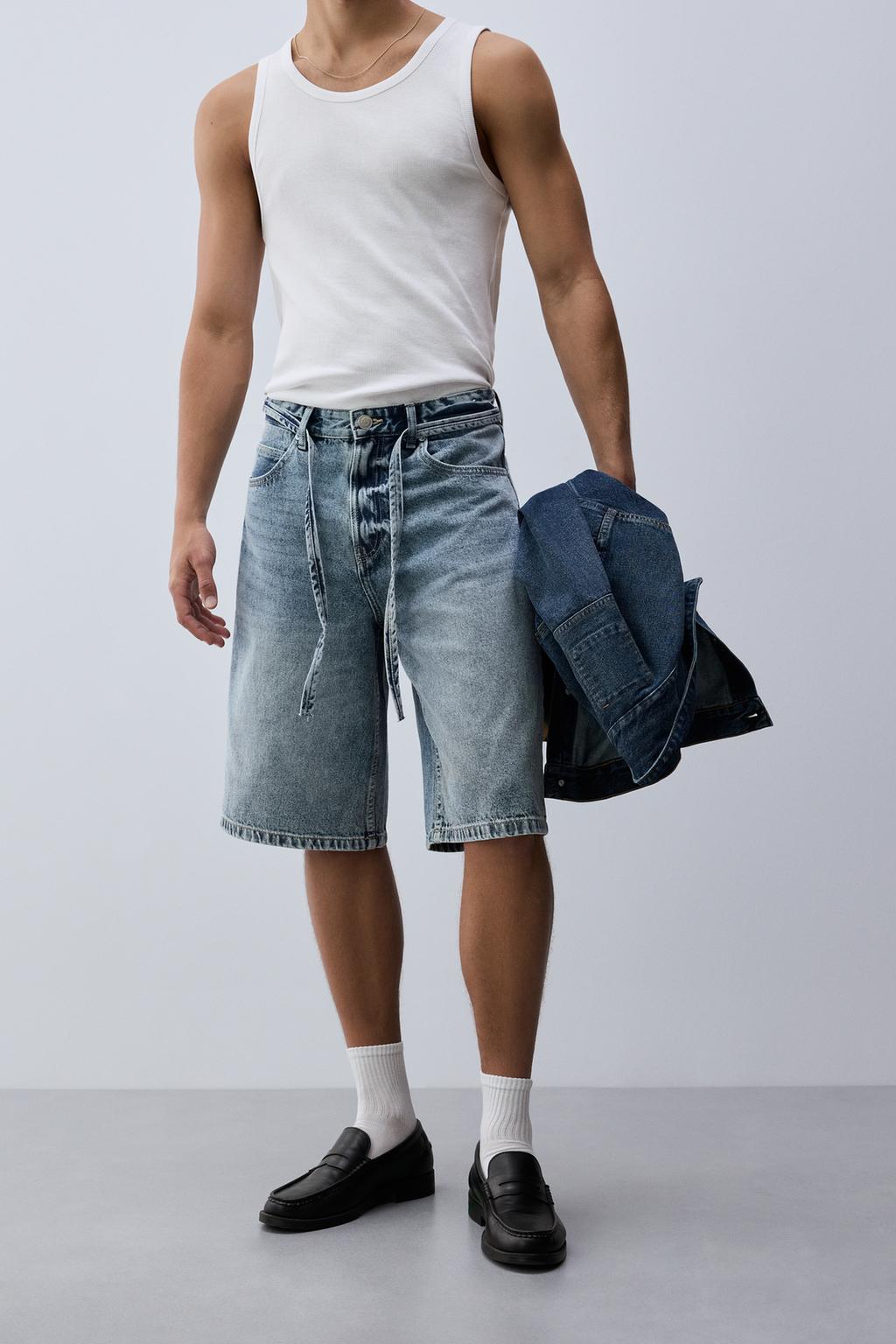 Baggy denim Bermuda shorts