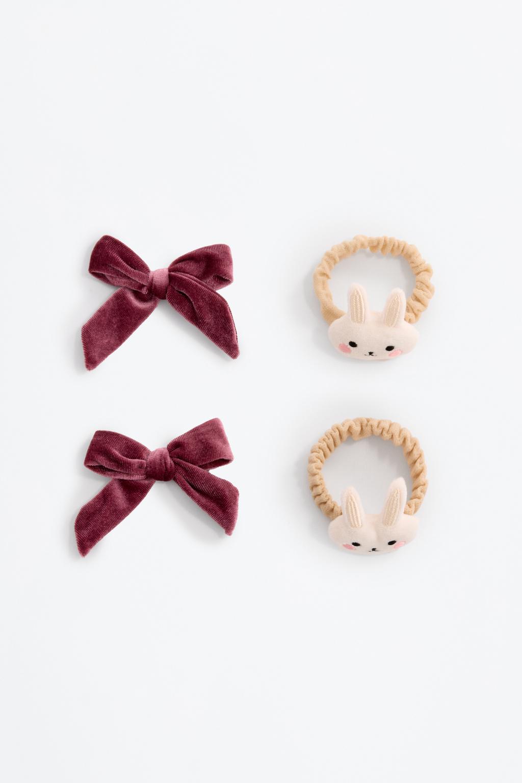 4 motots-goma scrunchie, untxitxo eta begizta, sorta