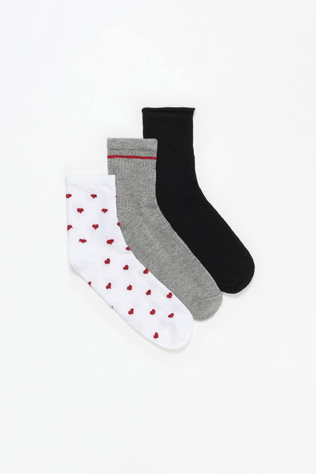 Pack of 3 pairs of short heart socks