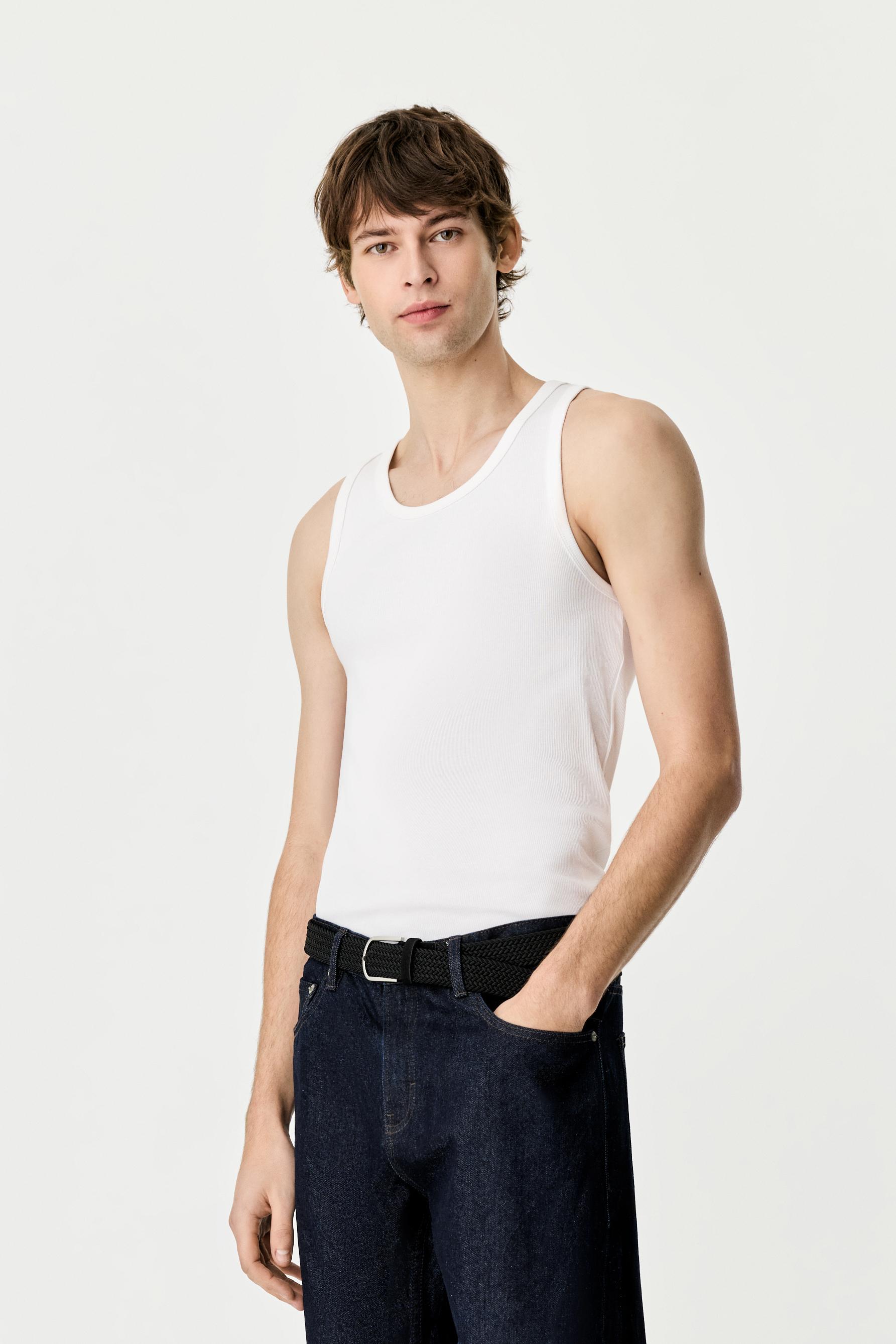 Ribbed vest top — OFF WHITE