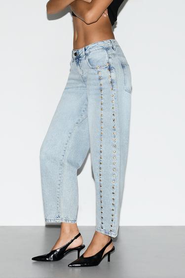 Studded baggy barrel jeans — INDIGO 3