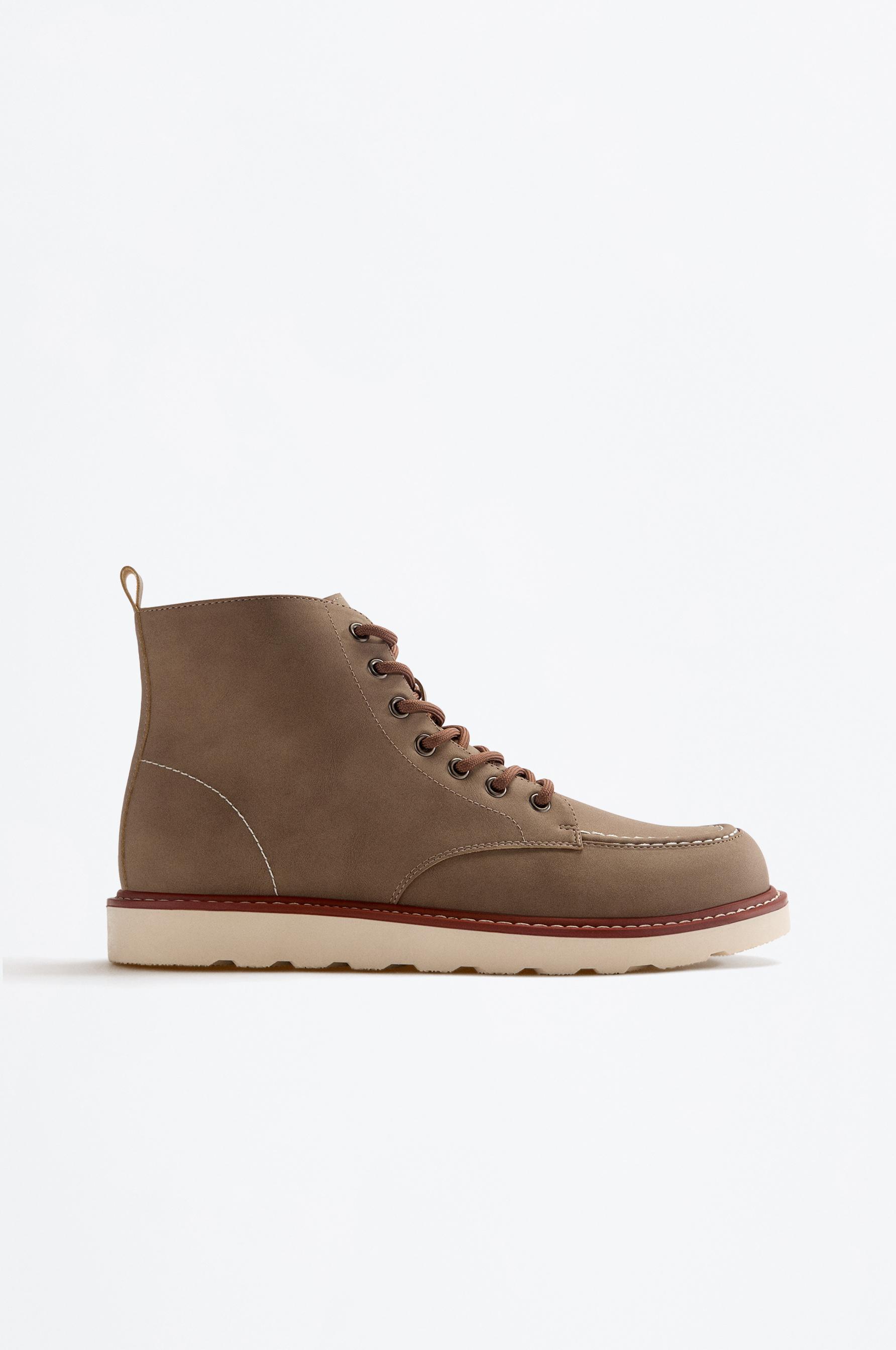 Lace-up dress boot — KHAKI