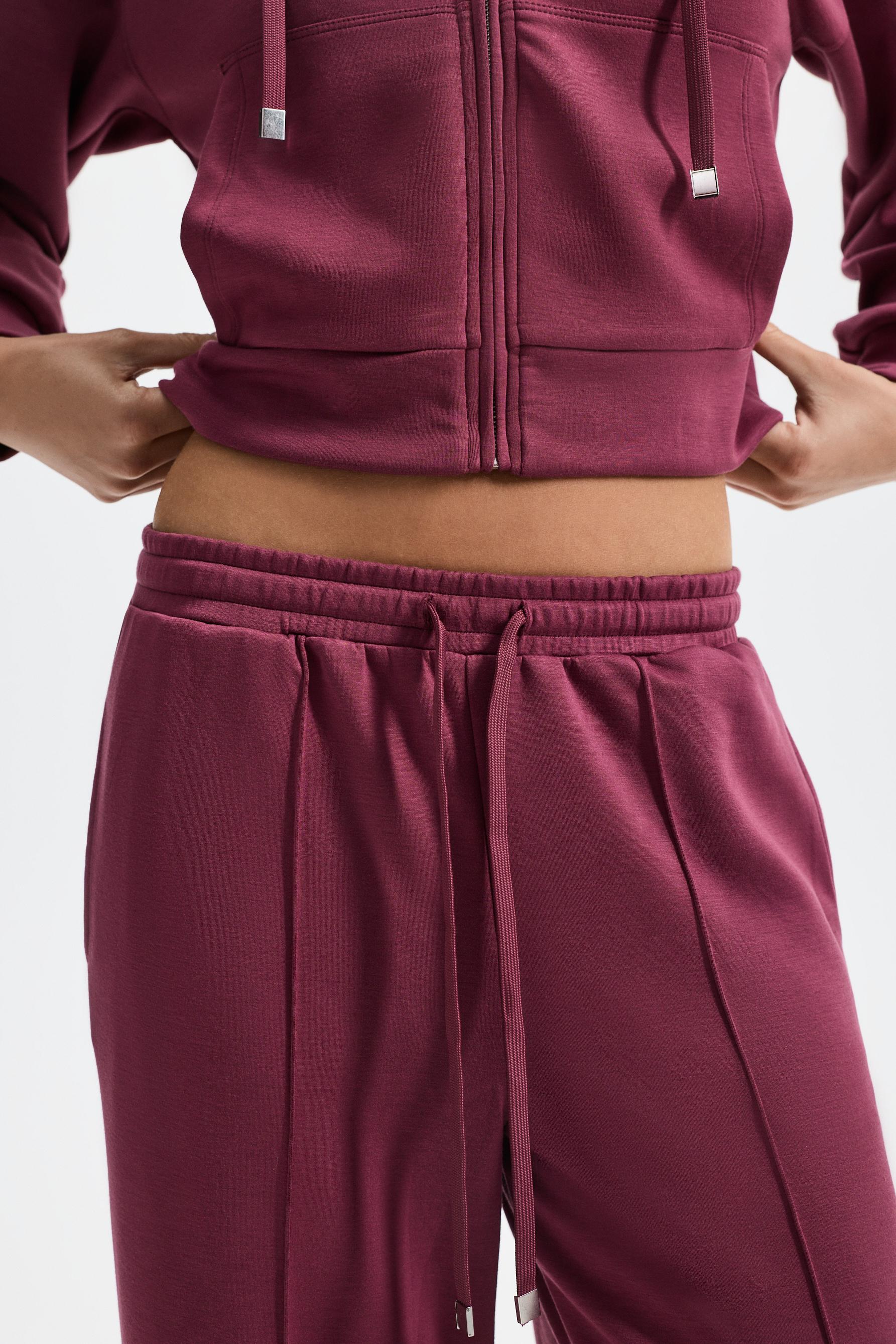 Wide-leg tracksuit trousers with front seam — DARK PINK