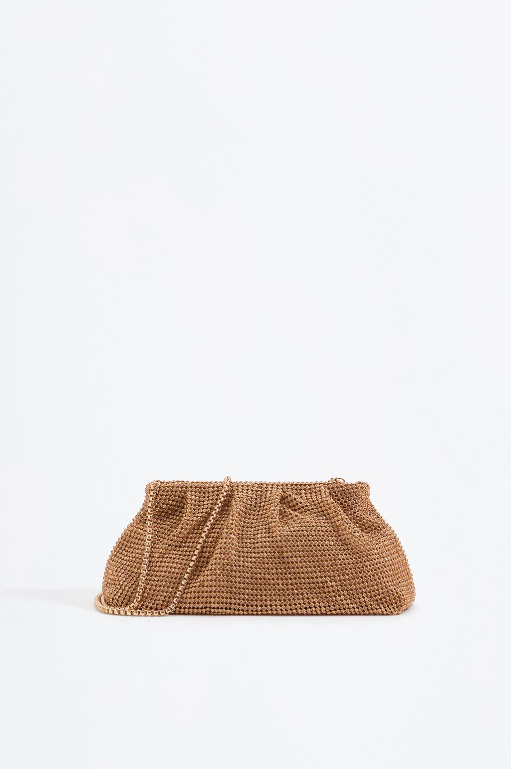 Metallic mesh handbag